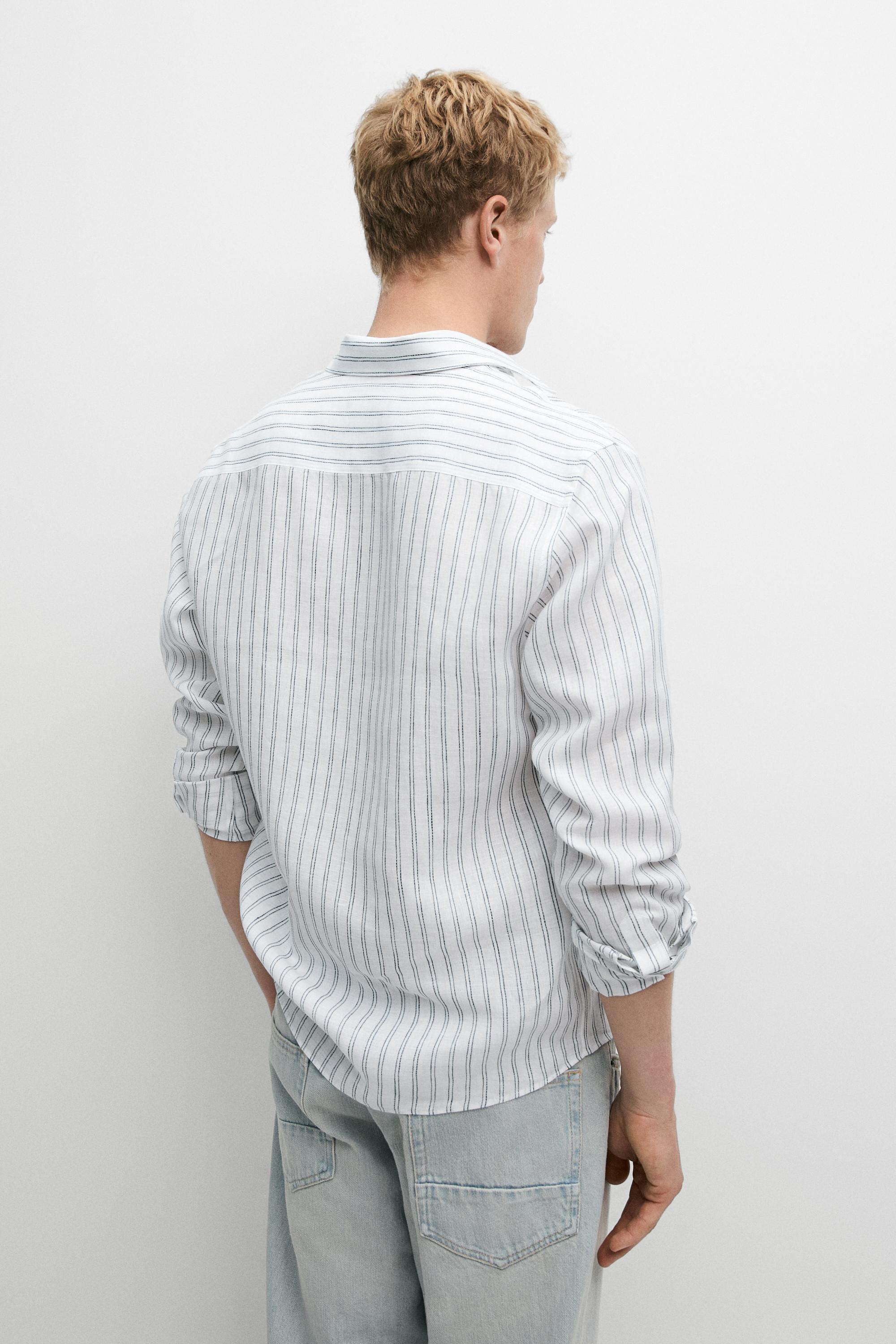100% linen regular fit shirt — TURQUOISE