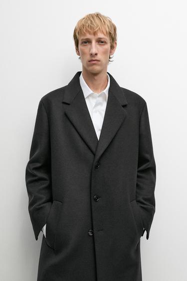 100% wool coat with lapel collar — CHARCOAL 3