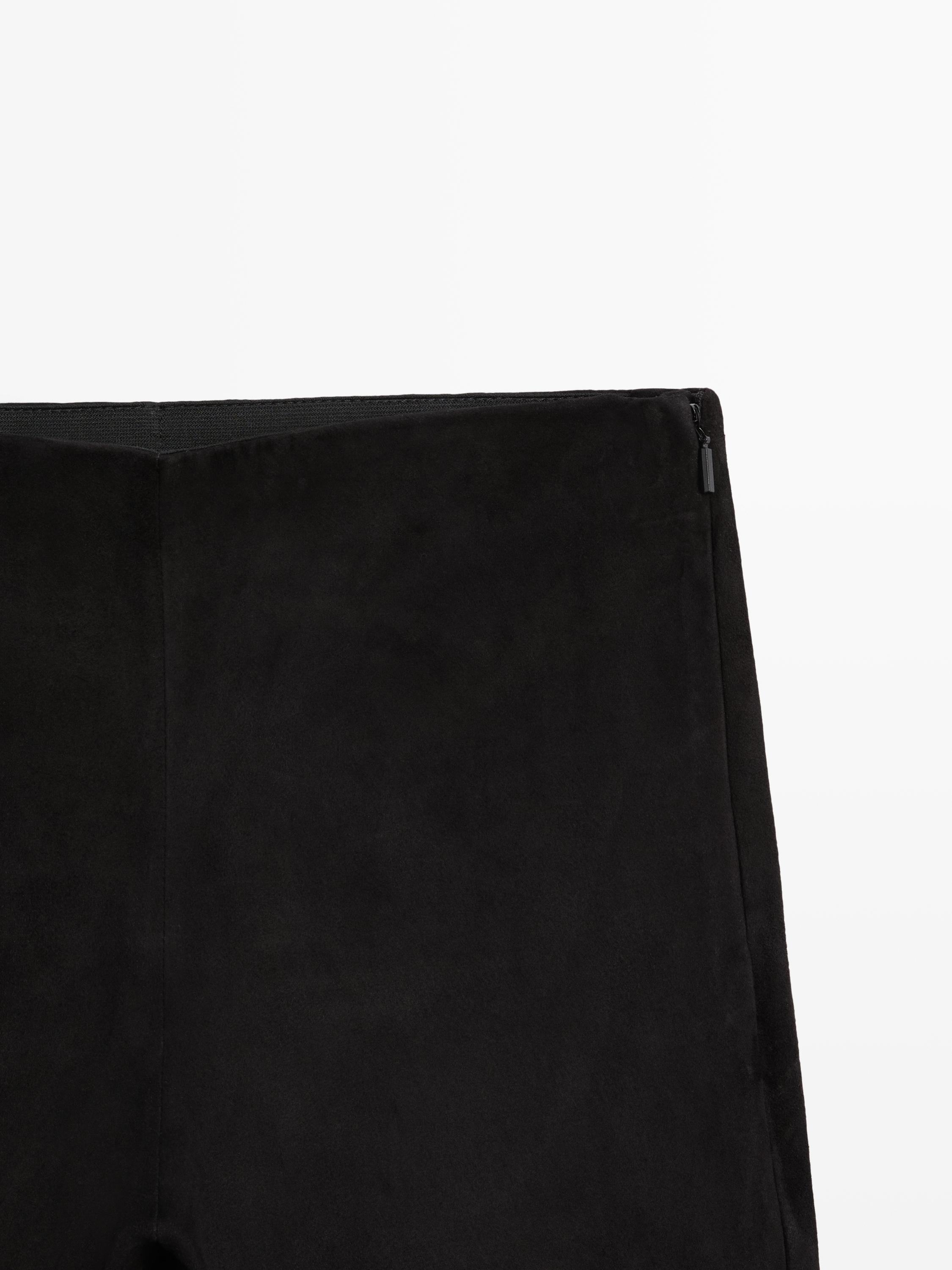 Suede leather cycling shorts — BLACK