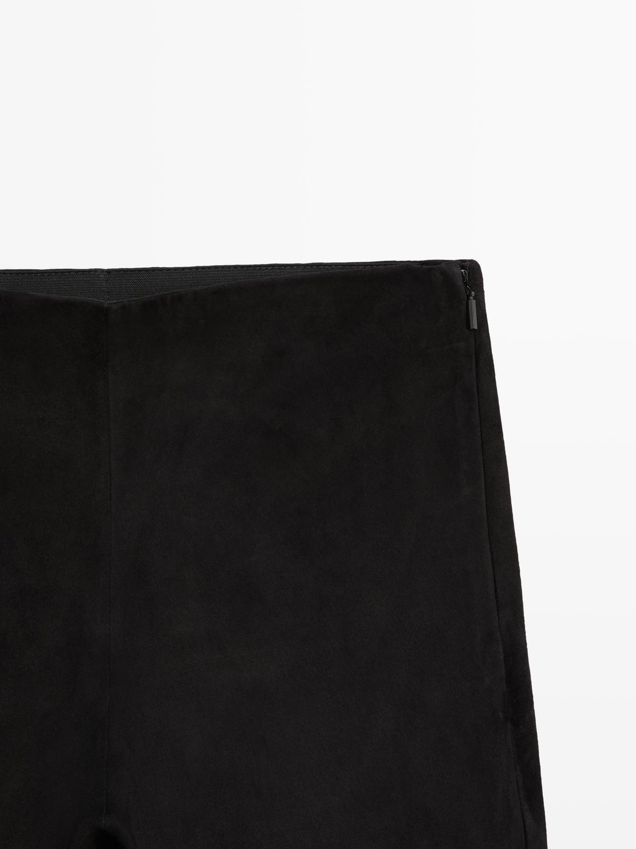 Suede leather cycling shorts — BLACK