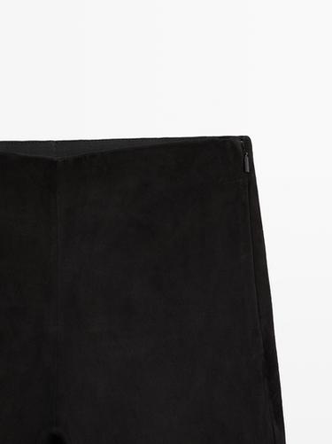 Suede leather cycling shorts — BLACK 4