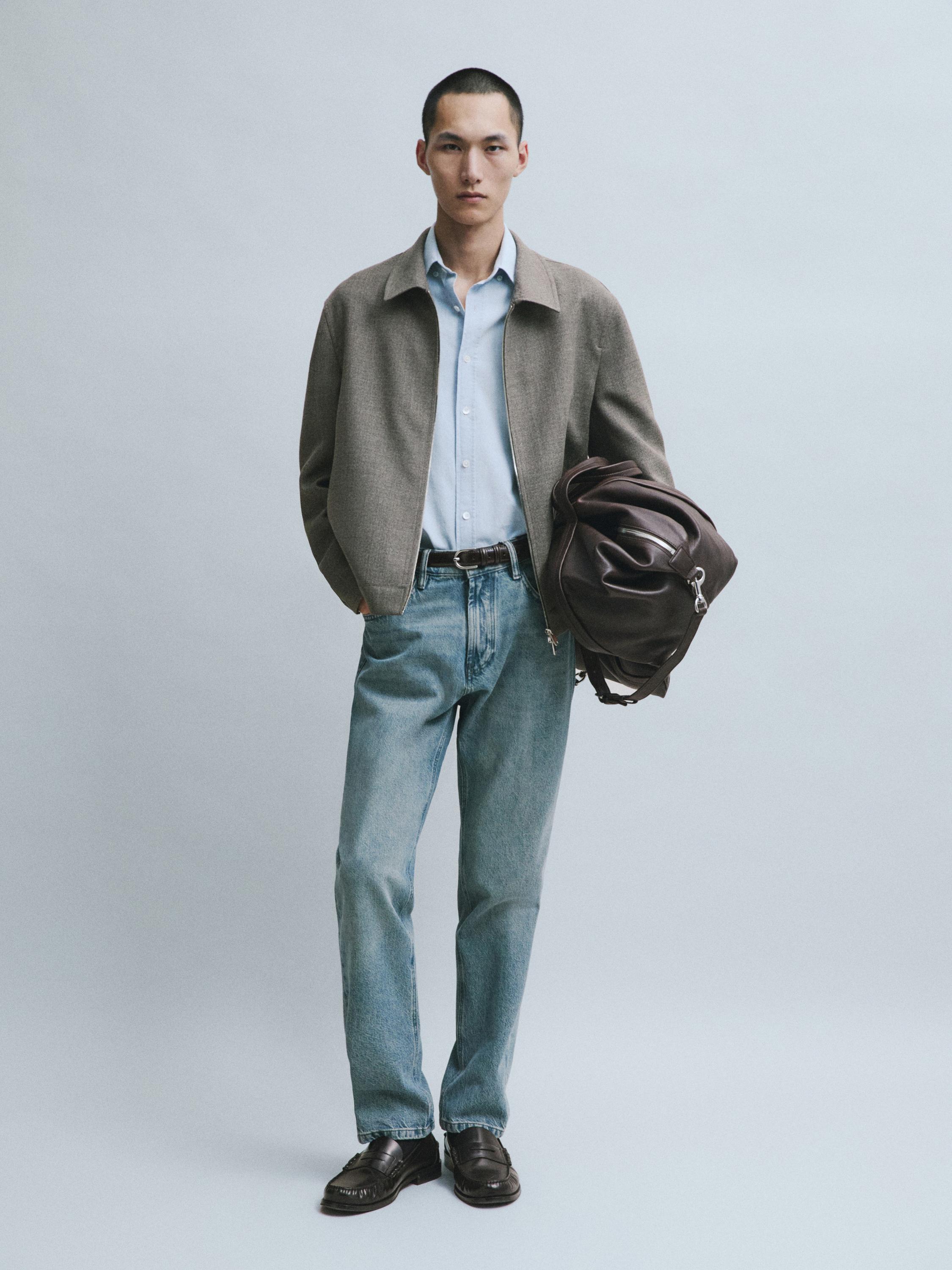 100% wool structured jacket — Greyish green