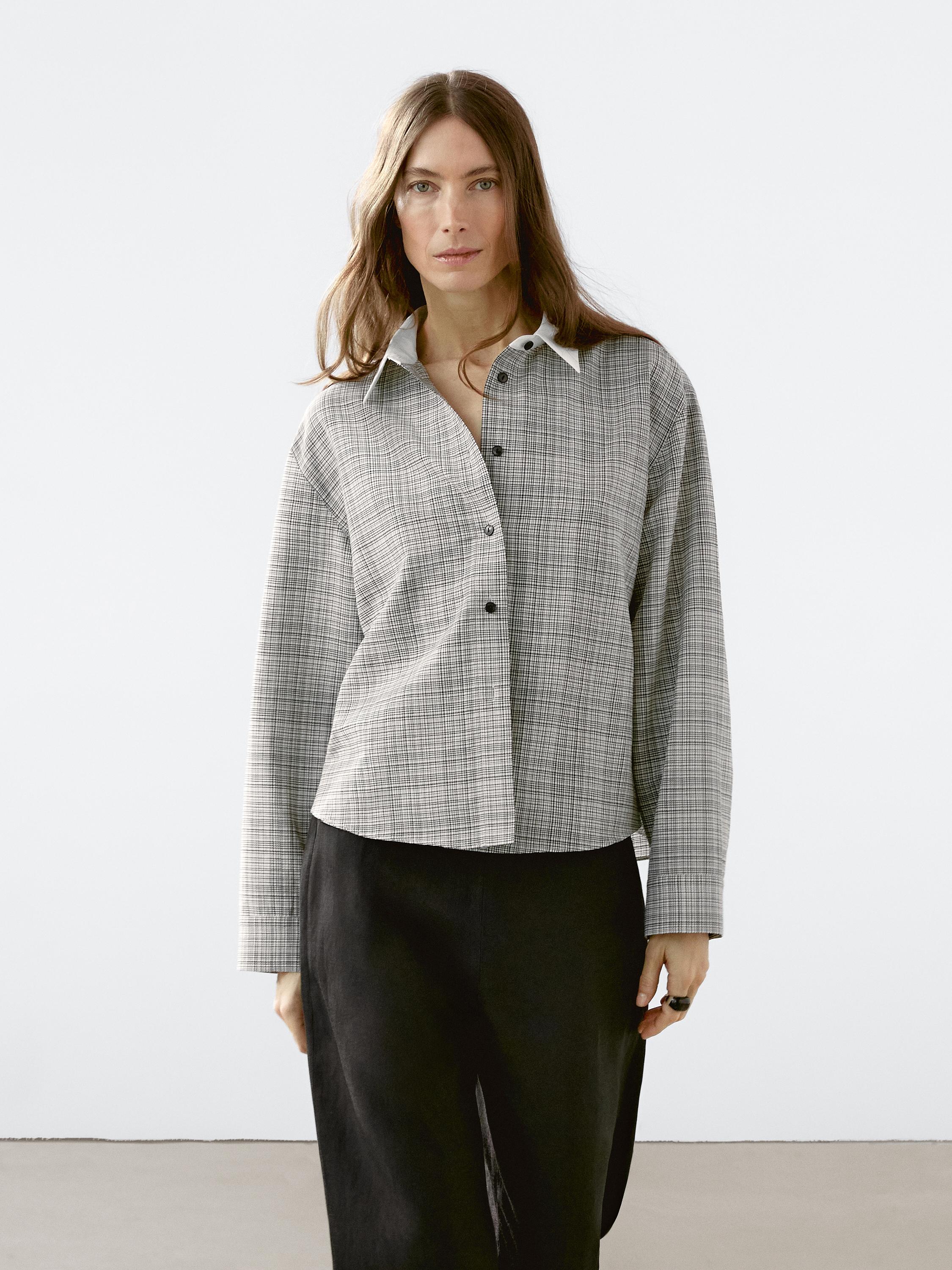 قميص من القطن المخلوط بمربعات