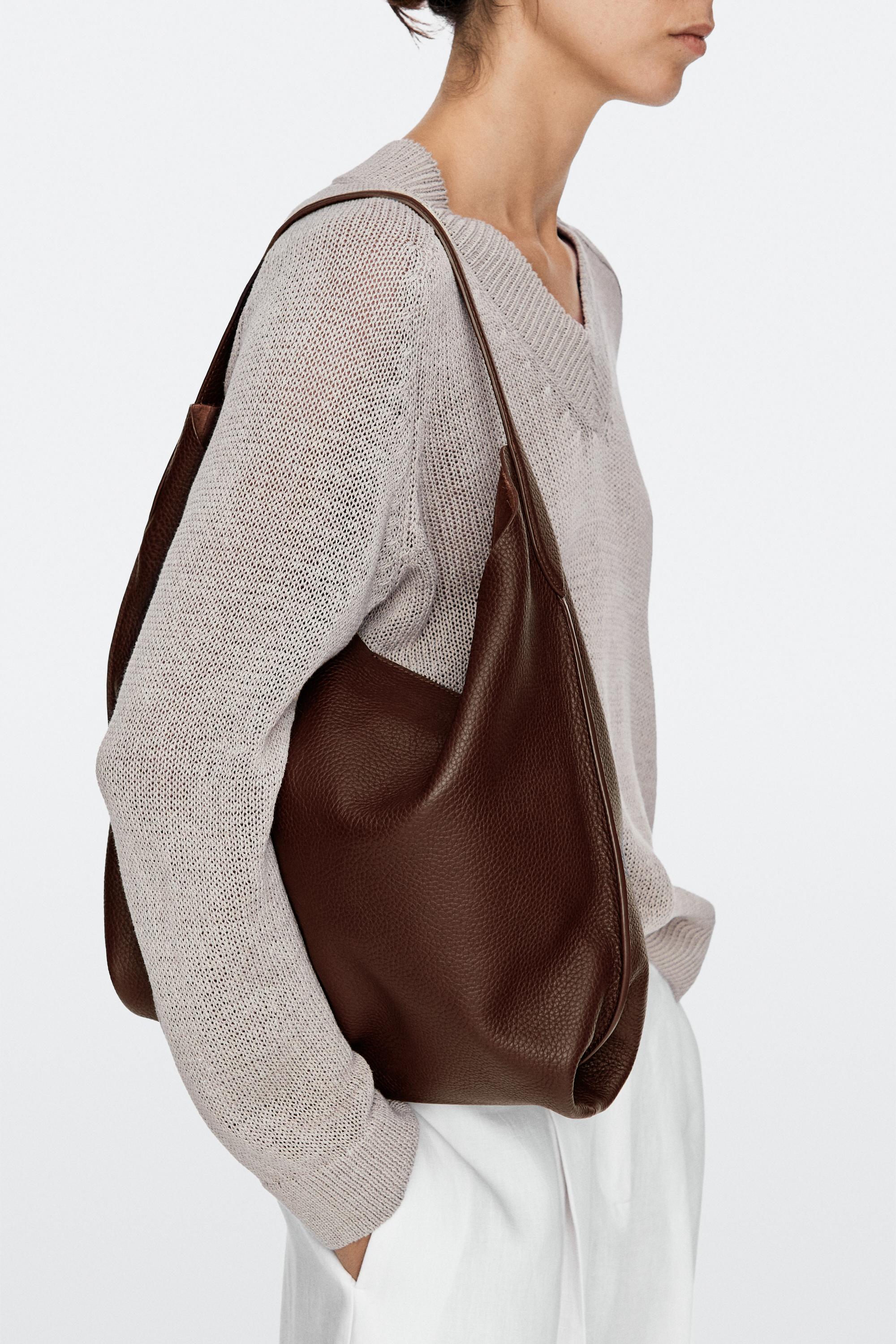 Medium nappa leather shoulder bag — BURGUNDY