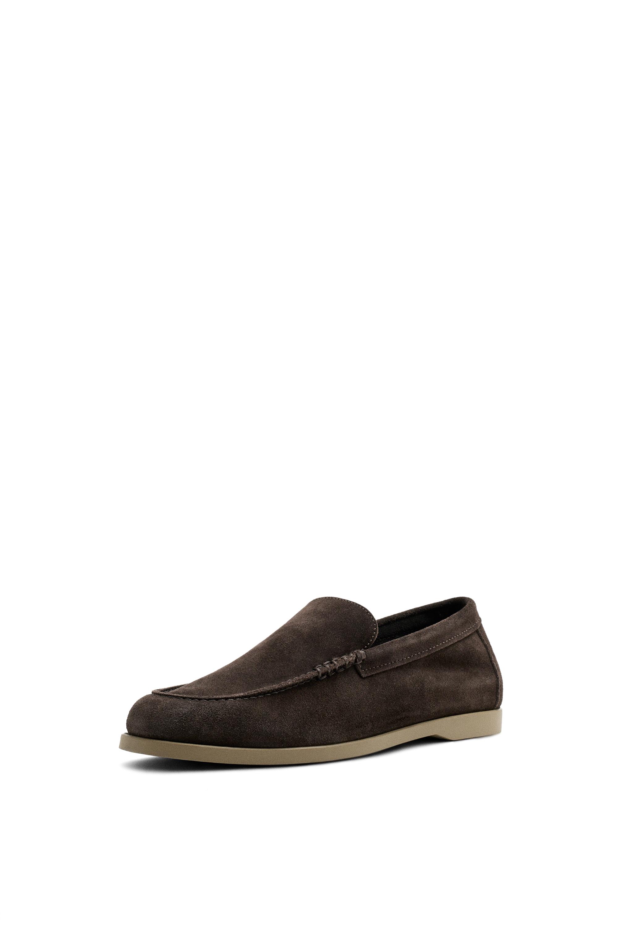 Soft split leather loafers — BROWN