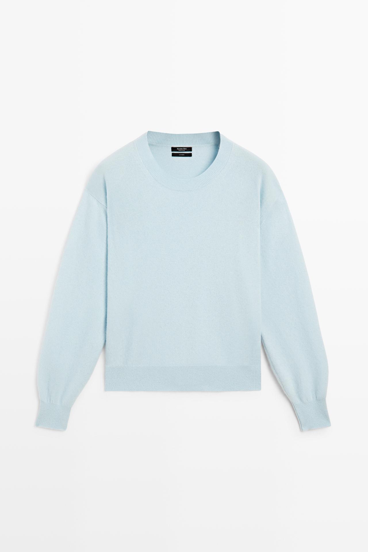 100% cashmere long sleeve sweater — Light blue