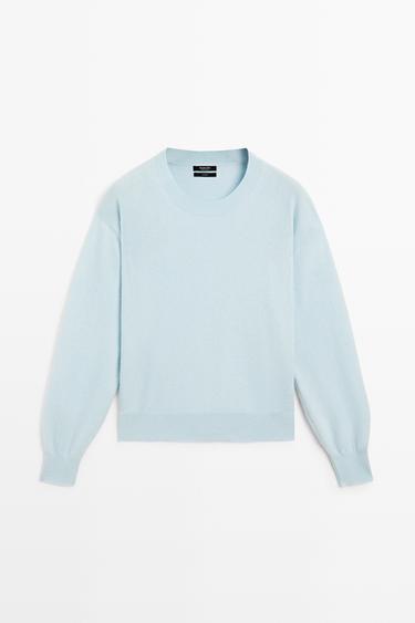 100% cashmere long sleeve sweater — Light blue 2