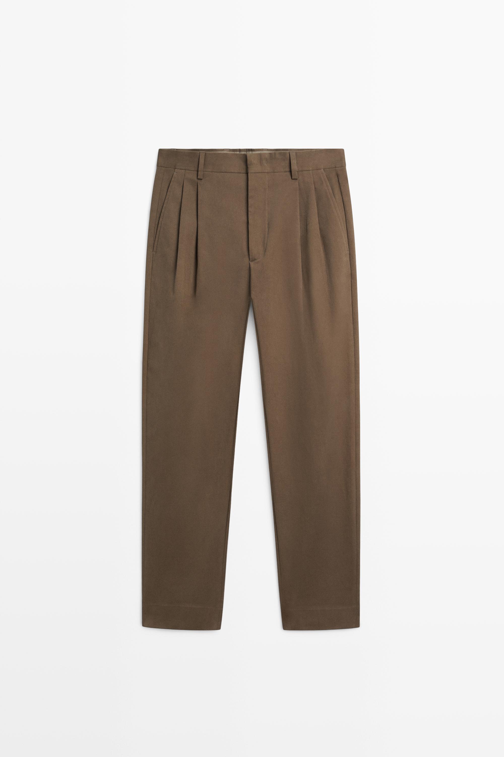 Bundfaltenhose aus Baumwollmischgewebe
