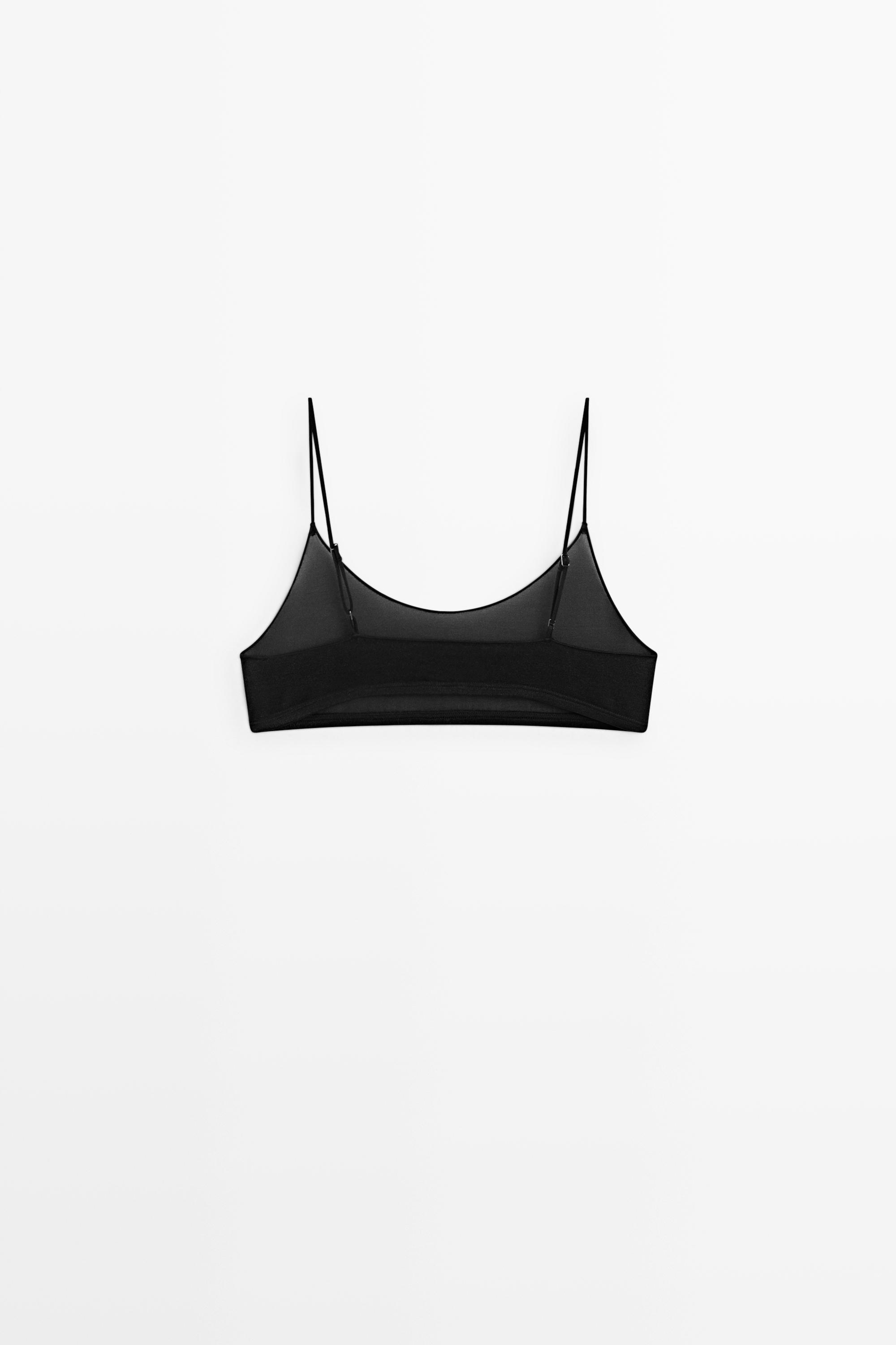 Semi-sheer top with metallic detail — BLACK