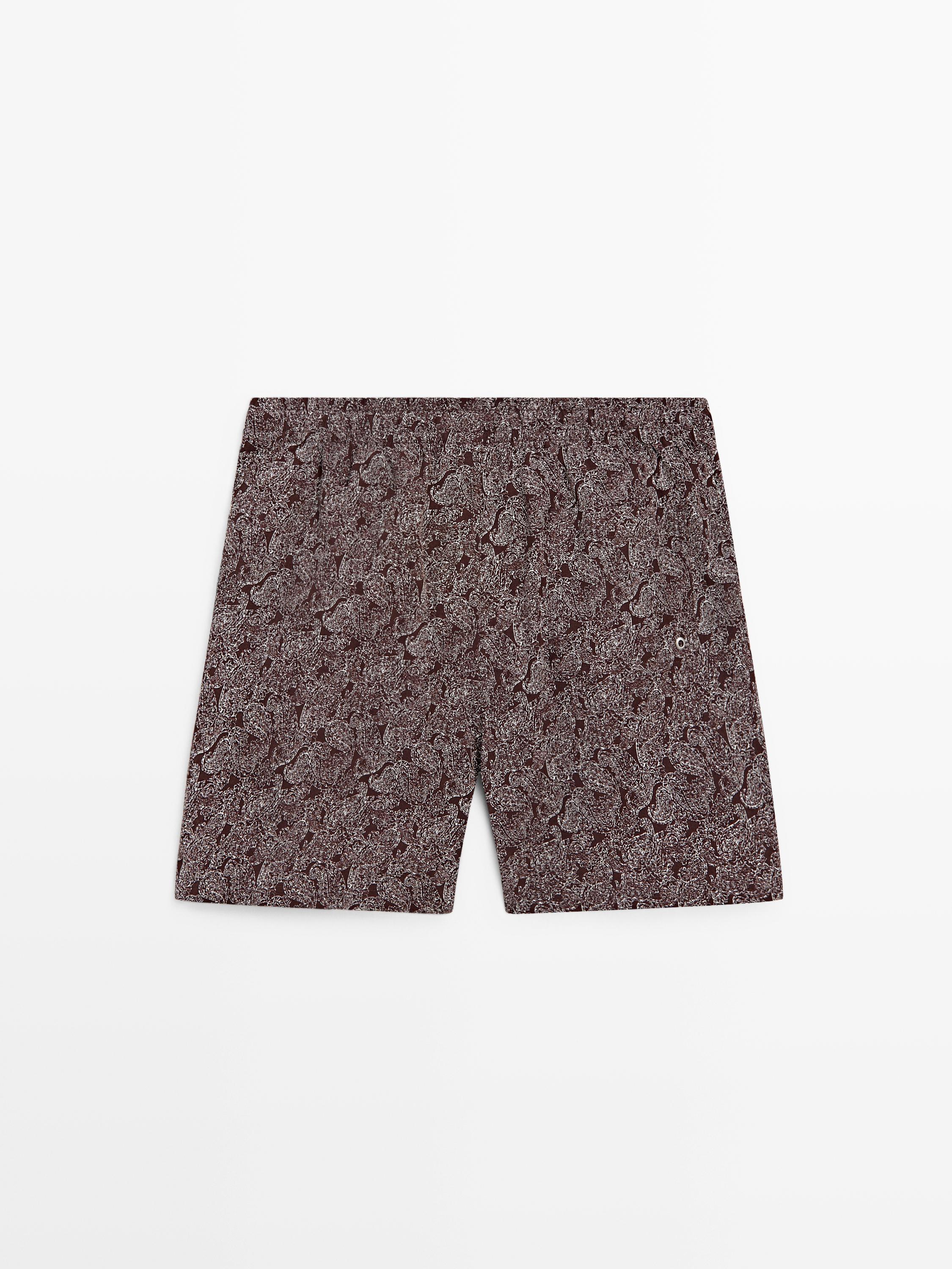 Paisley desenli deniz şortu