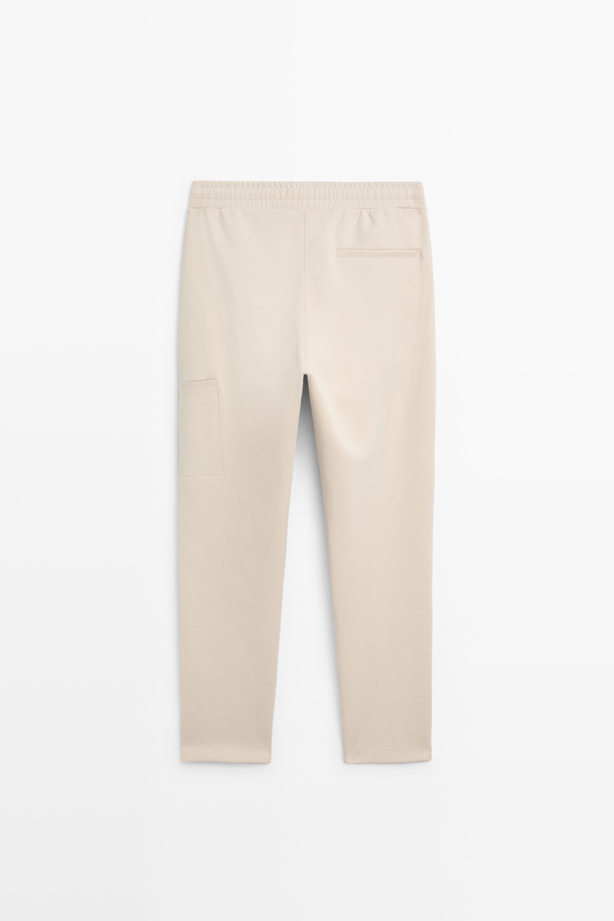 Total look cotton blend jogger fit trousers — Light Beige