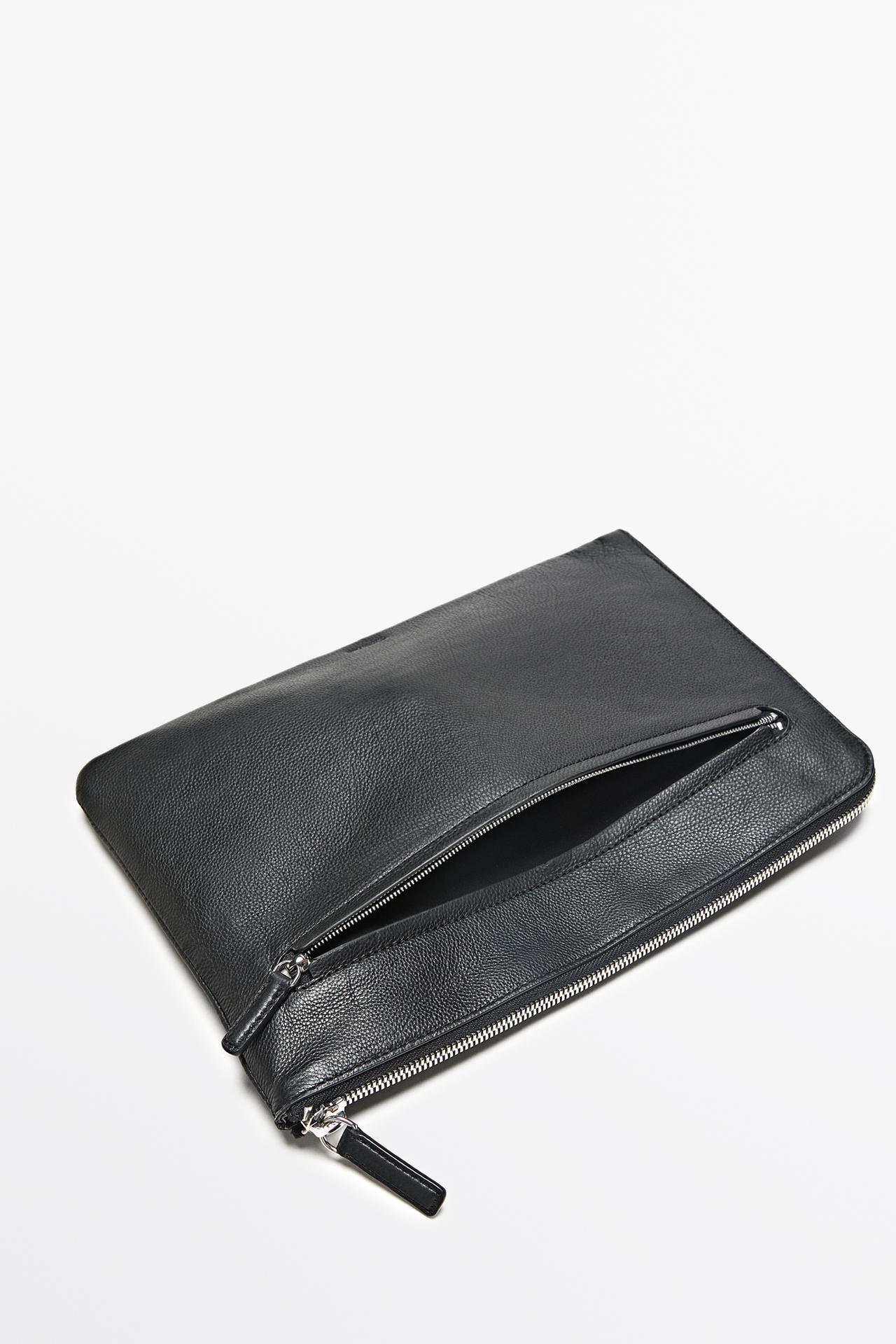 Small nappa leather laptop case — BLACK