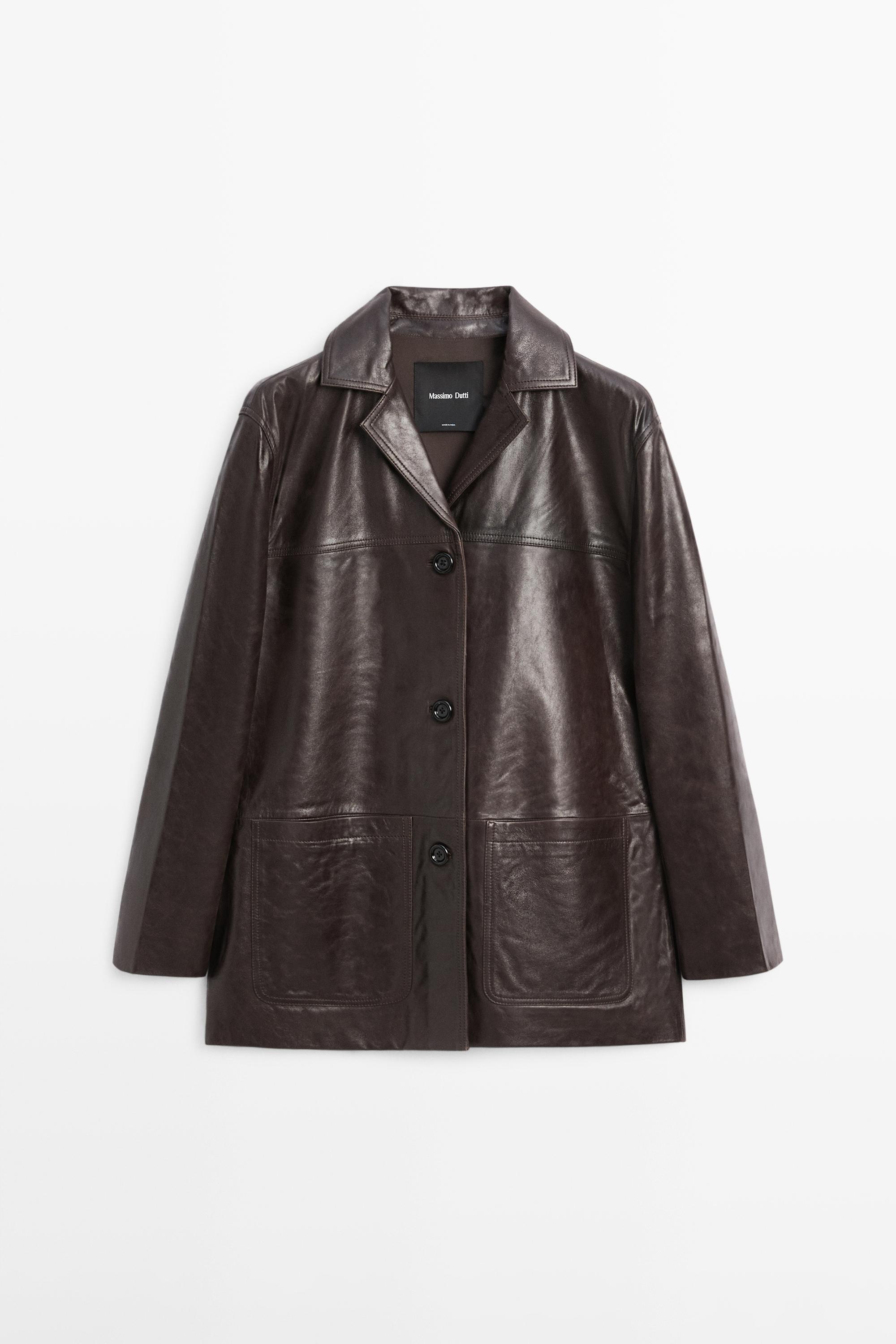 Nappa leather jacket with buttons