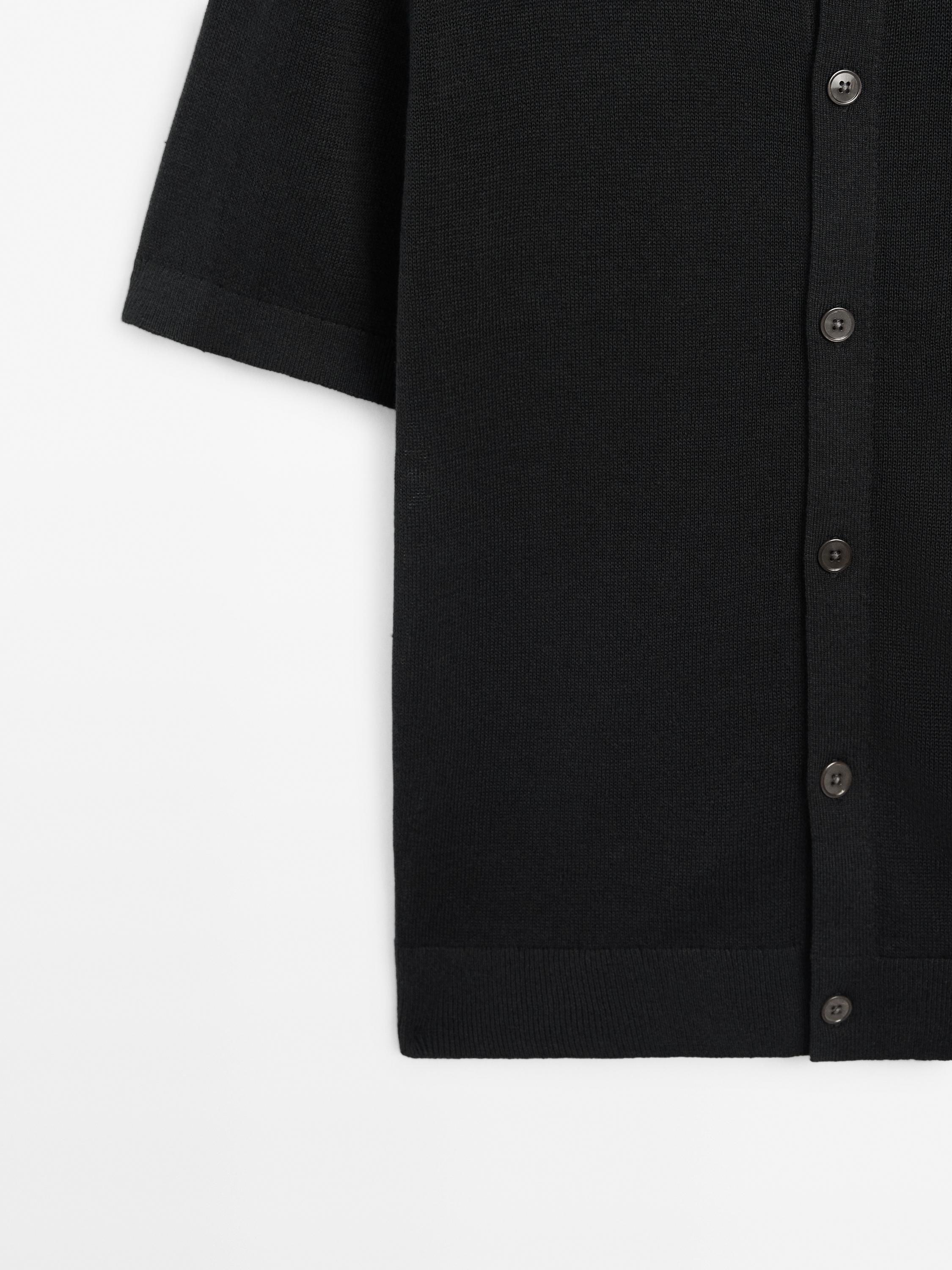 Linen blend short sleeve cardigan