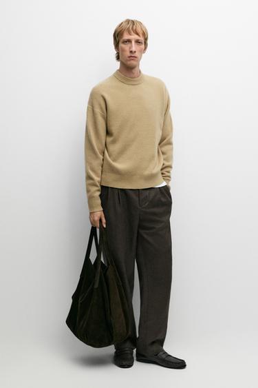 100% wool knit round-neck sweater — MEDIUM CAMEL 1