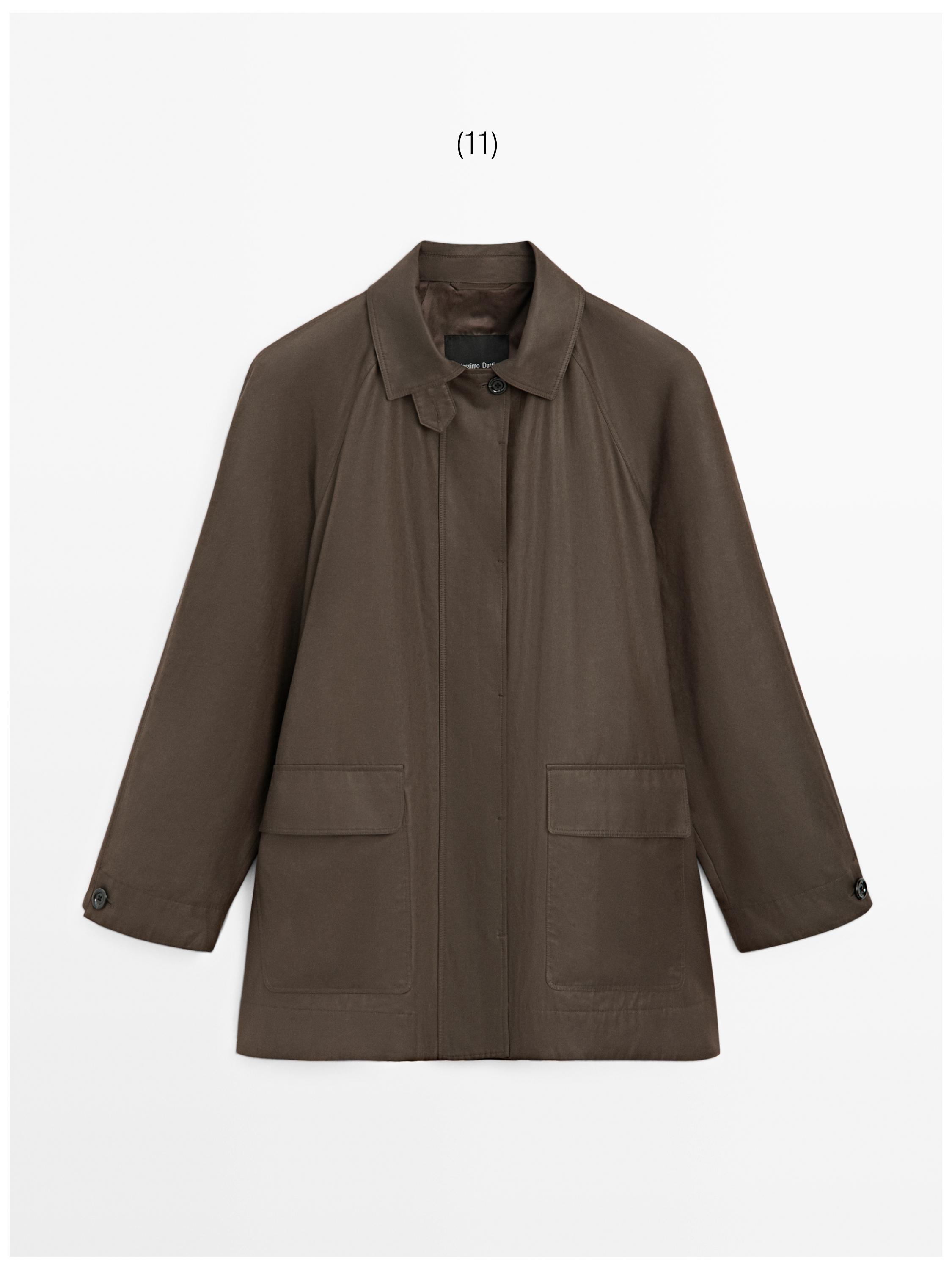 Long parka with pocket details — MOLE BROWN