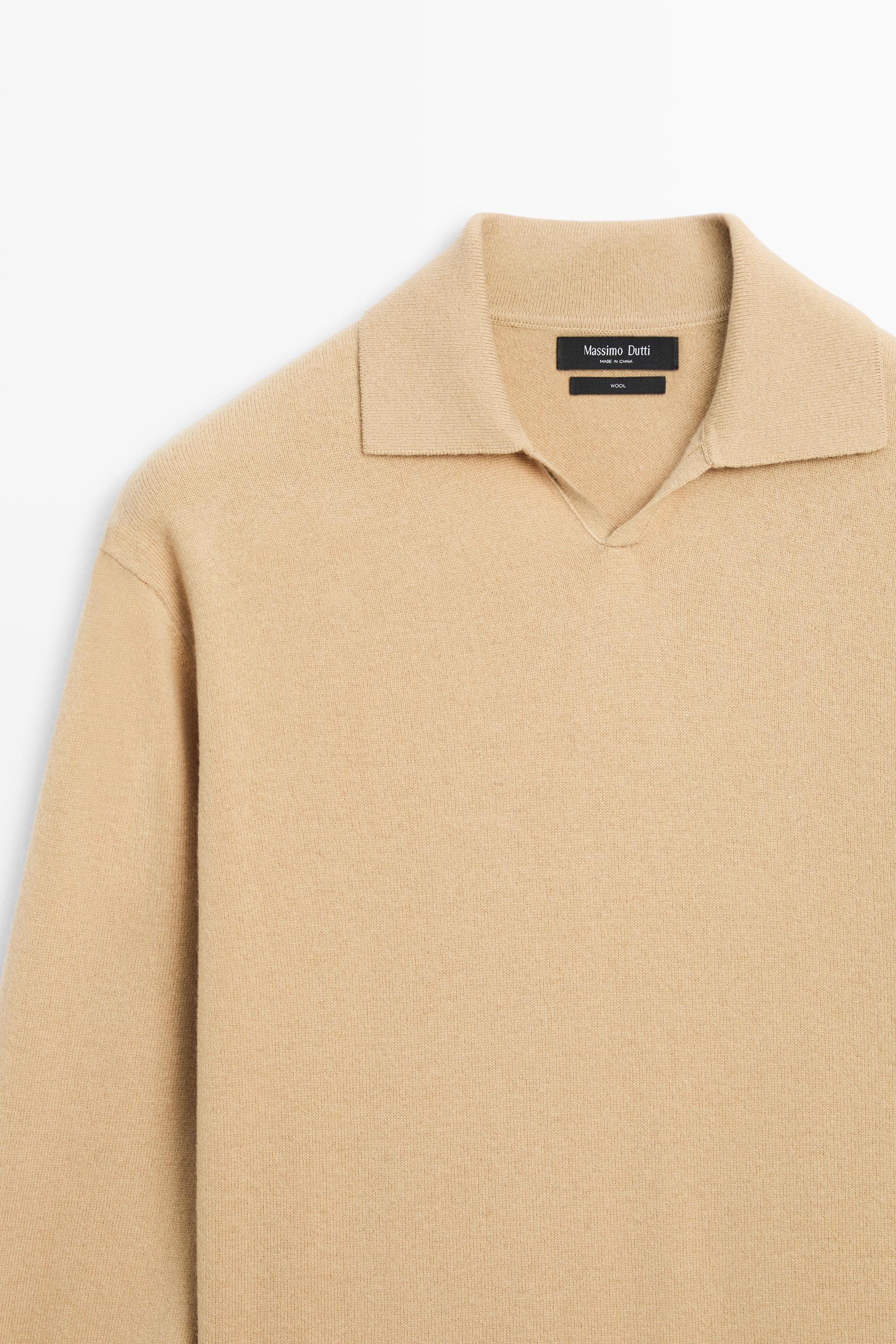 Massimo Dutti %100 yün polo yaka kazak görsel 7