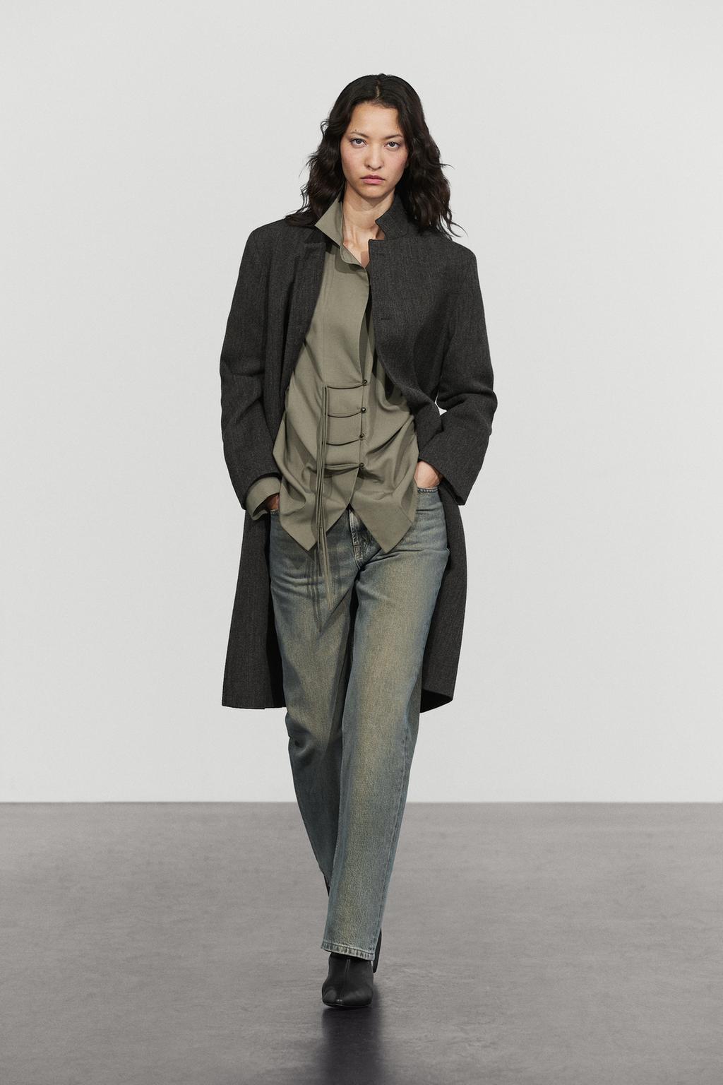 Massimo Dutti Düymə detallı axıcı köynək