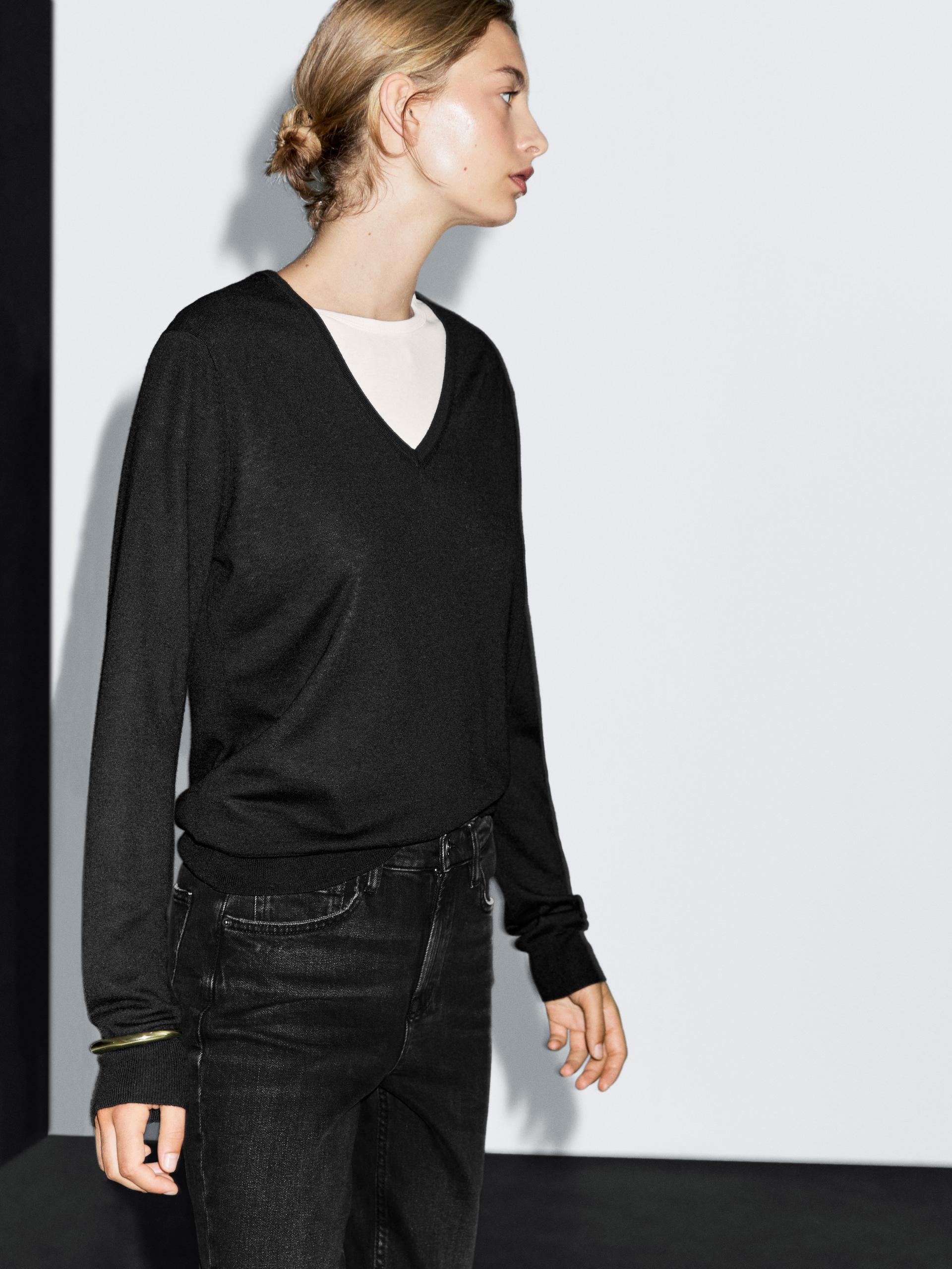 Jeans Slim Fit Cropped A Vita Media - Nero - 38 (It 42) - Massimo Dutti - Femminile