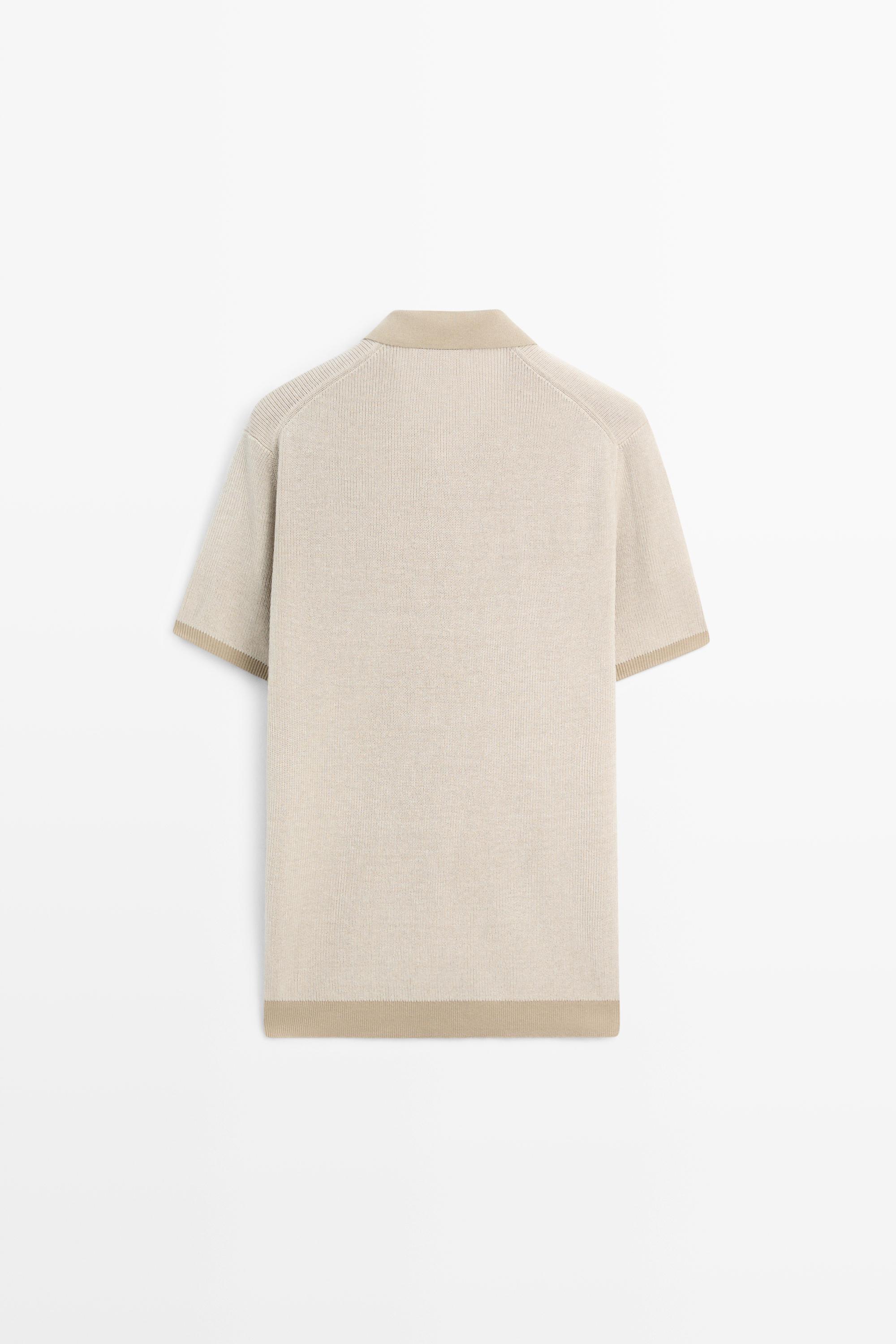 100% Cotton knit polo sweater — CREAM