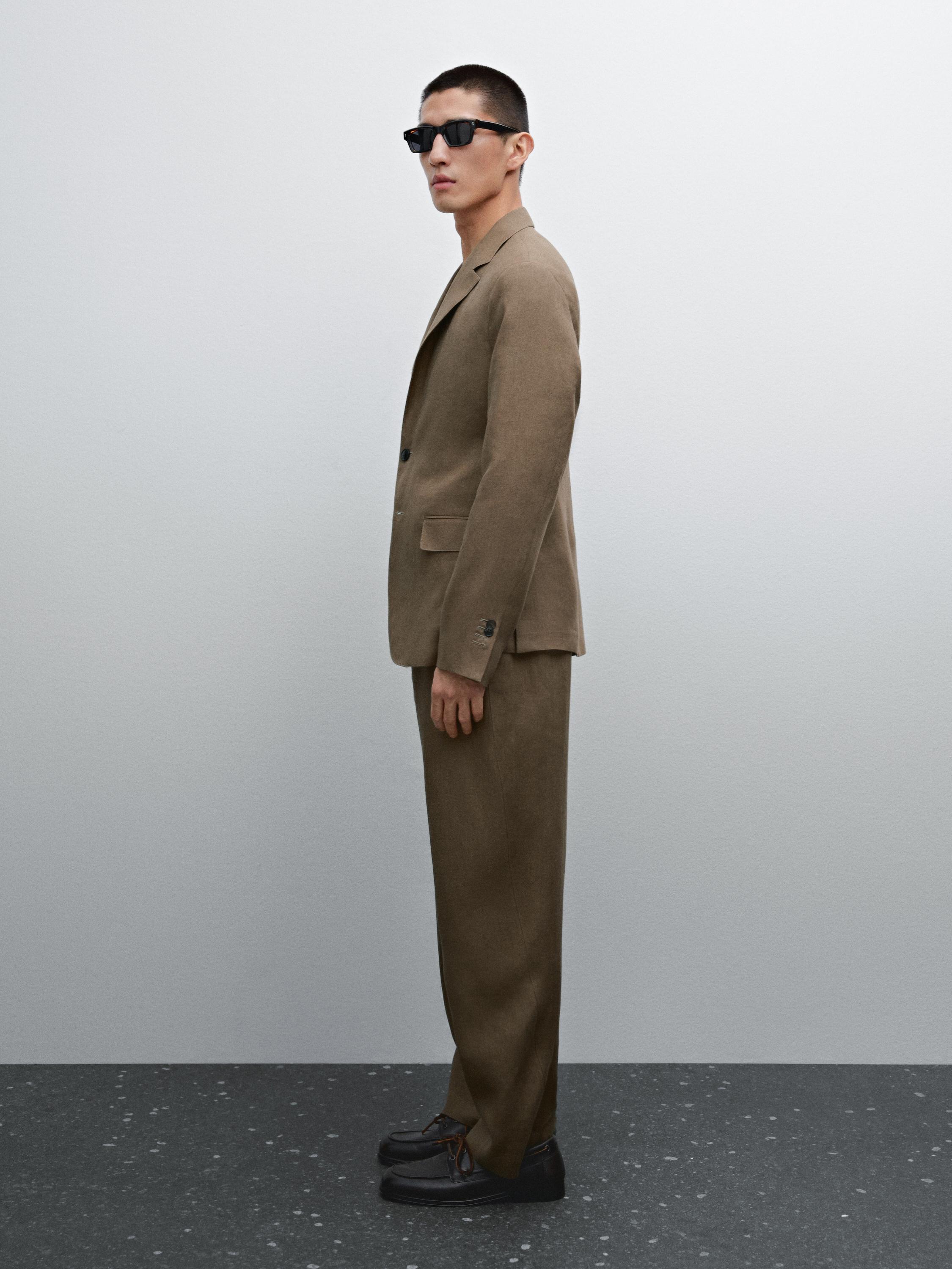 100% linen suit trousers