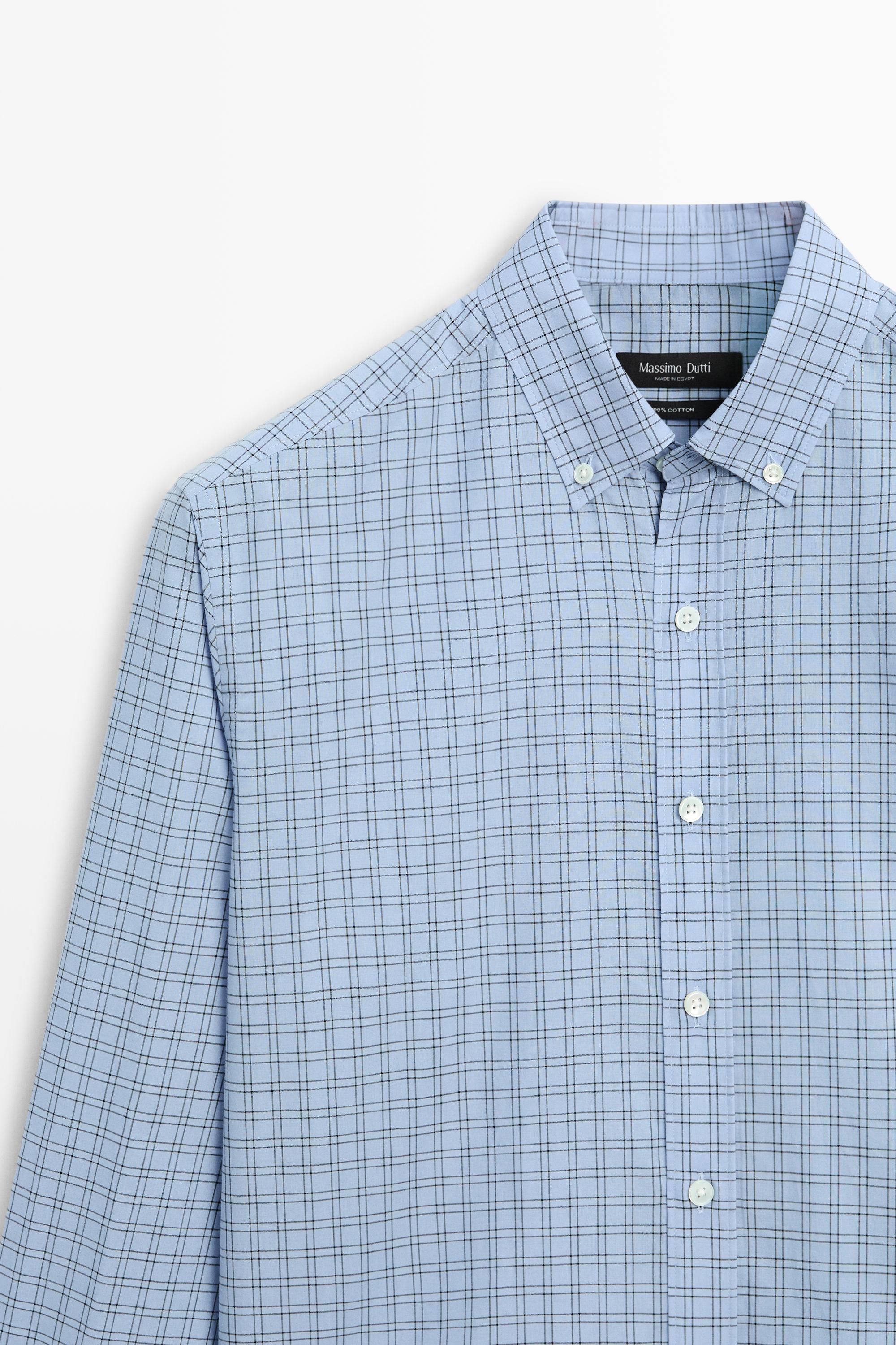 Relaxed fit plaid shirt — BLUE