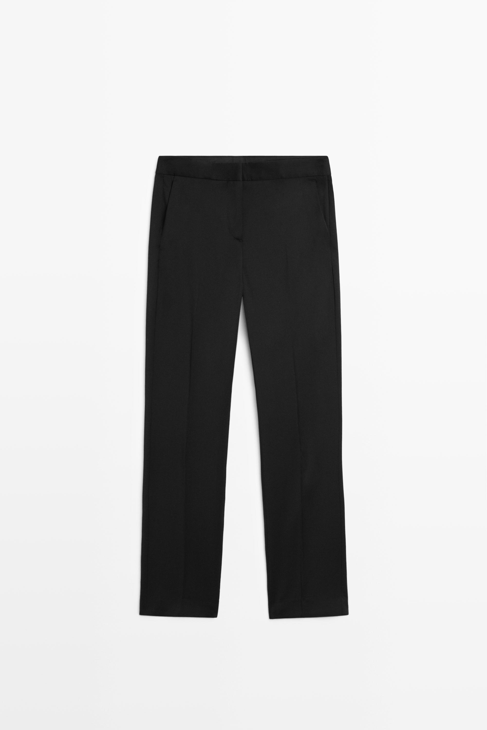 100% cold wool straight-leg pants