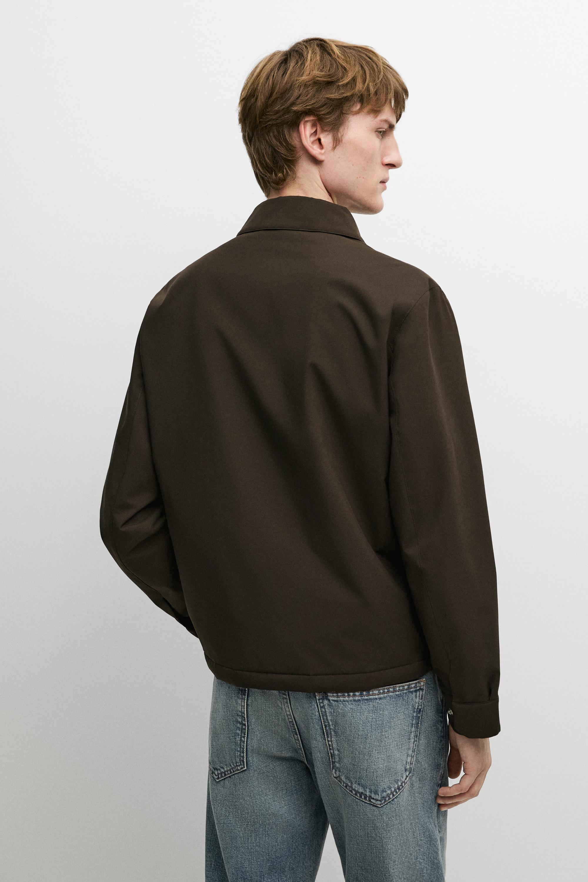 Lightweight jacket with collar detail — Chocolate