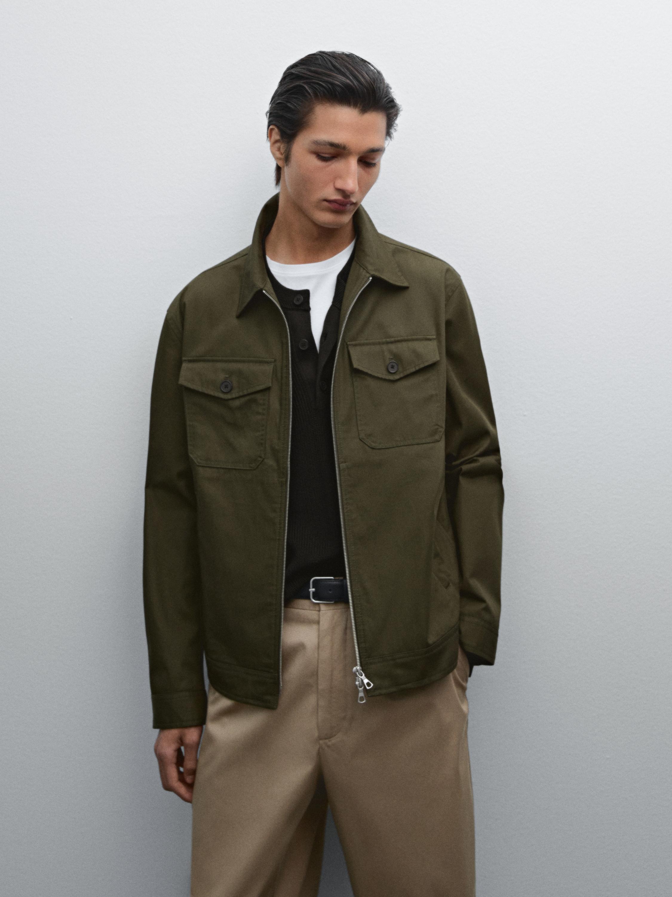 جاكيت قطن مفصل بجيوب