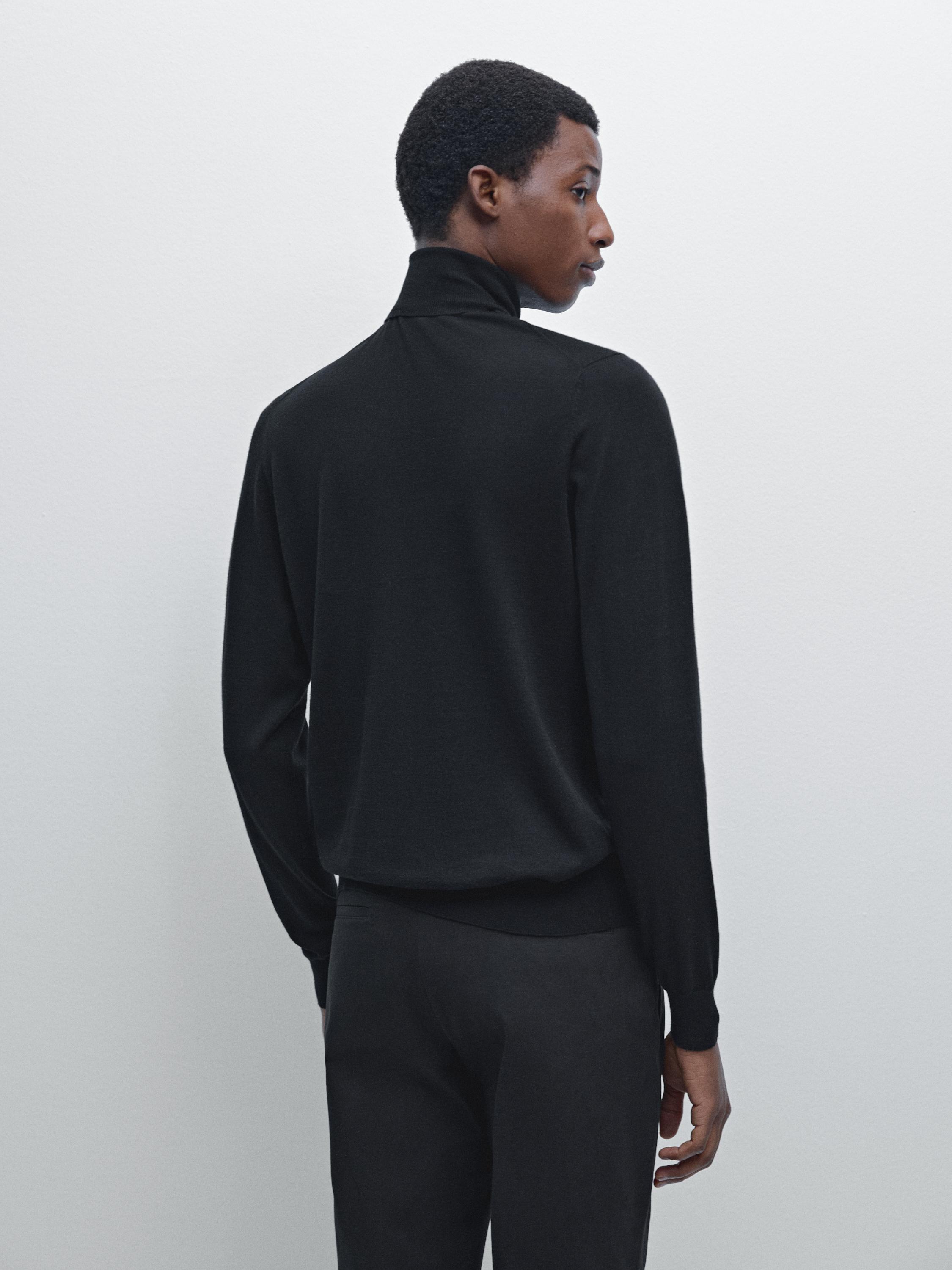 Wool blend high neck knit jumper