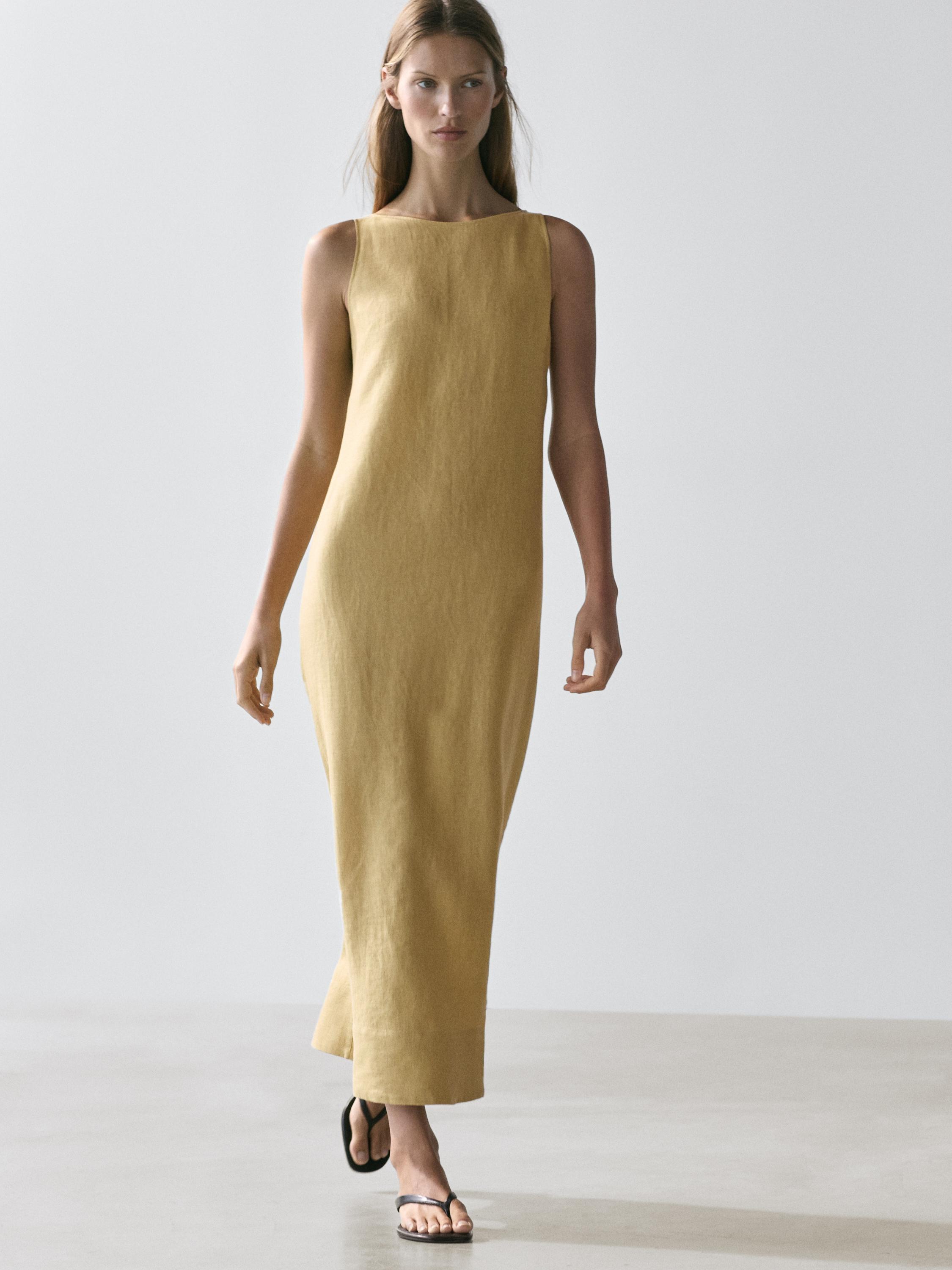 Midikleid Neckholder Leinen