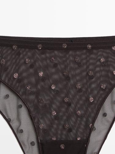 Semi-sheer polka dot briefs — MOLE BROWN 7