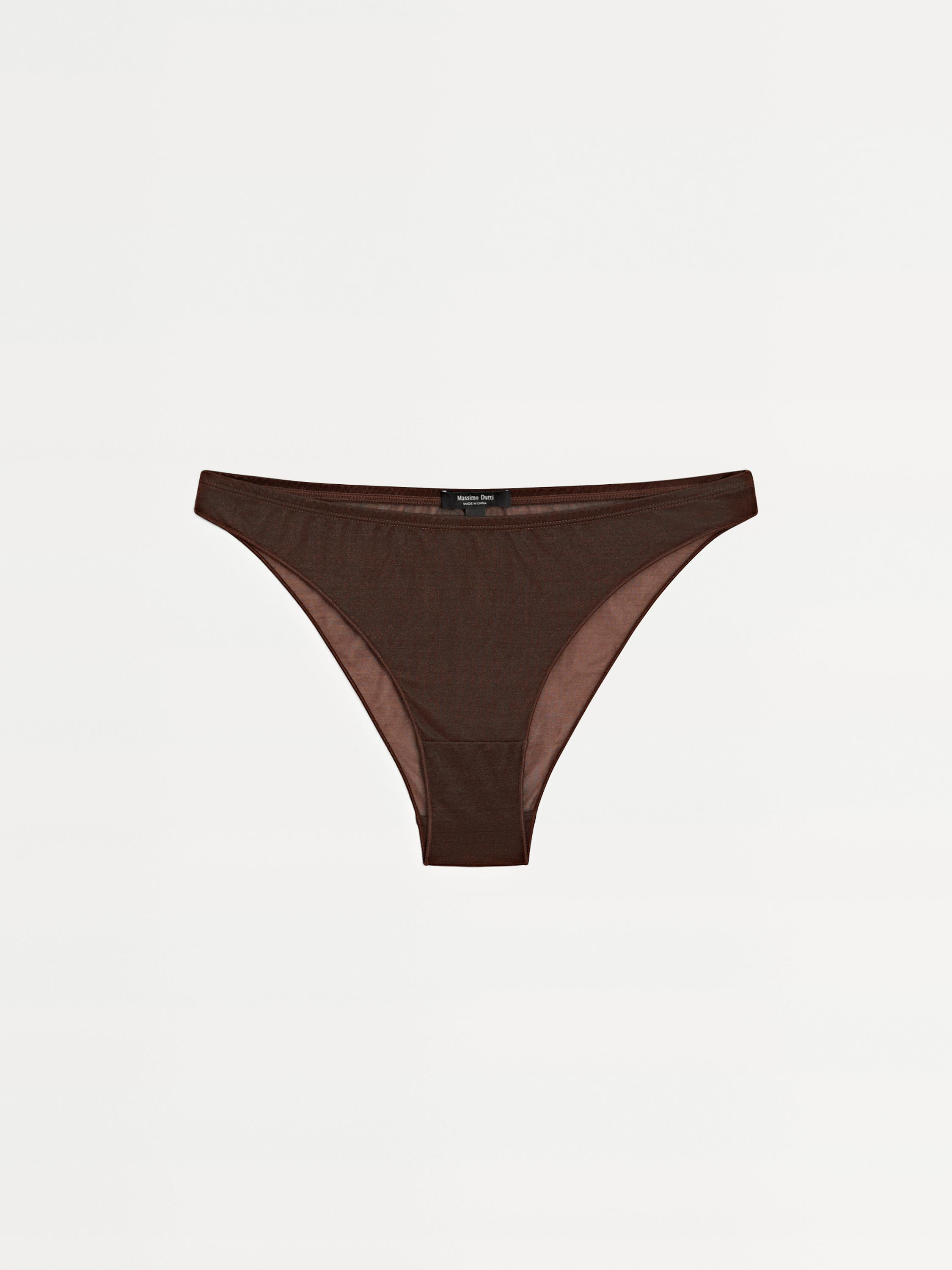 Semi-sheer briefs with metallic detail — BROWN
