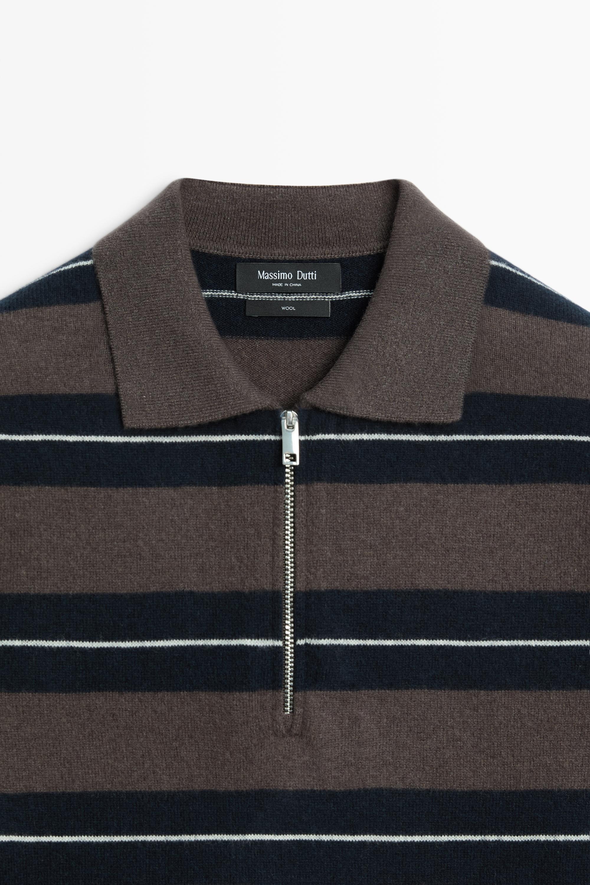 Massimo Dutti Çizgili polo yaka kazak görsel 4