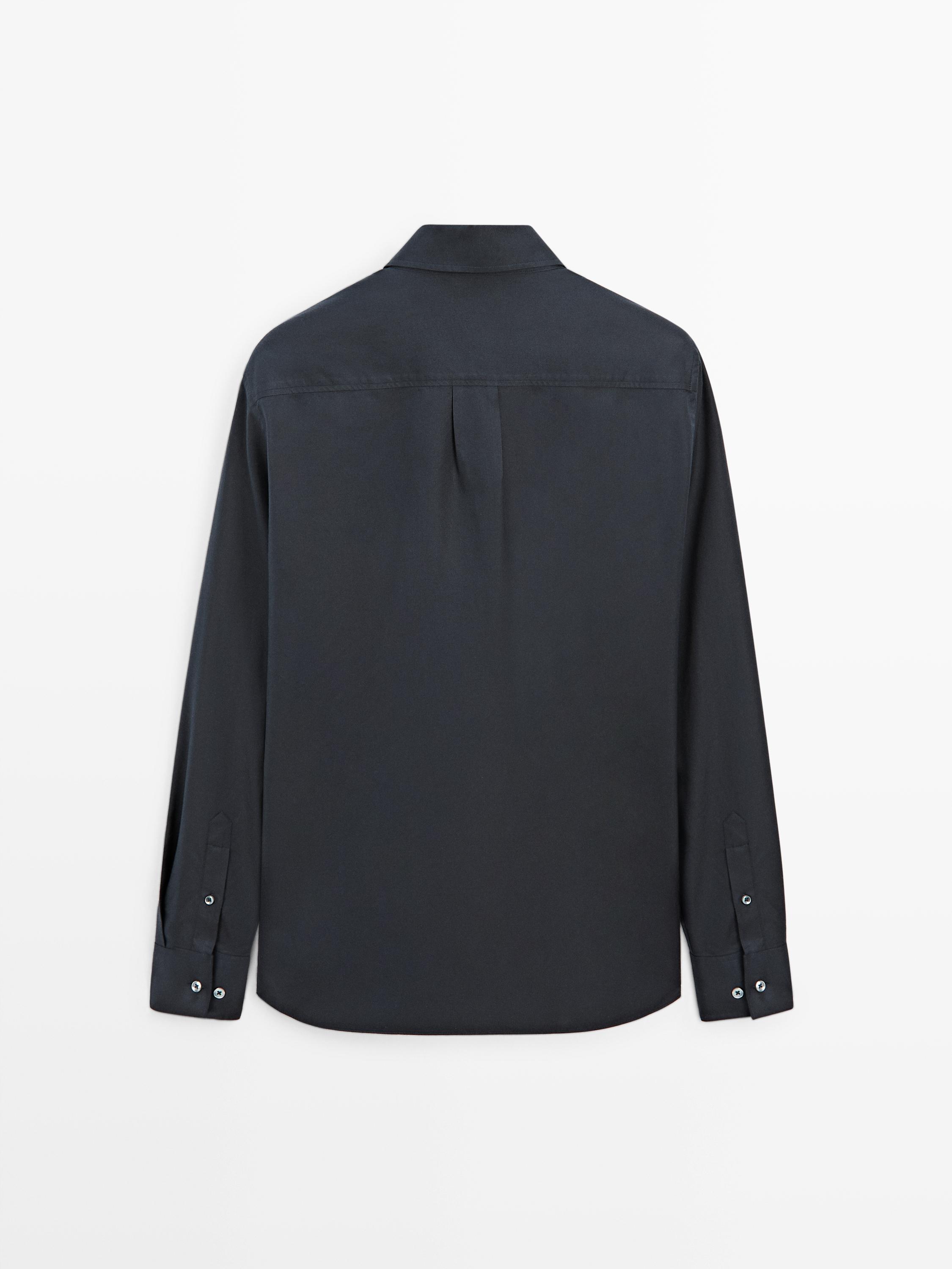 Cotton shirt with pockets — NAVY BLUE
