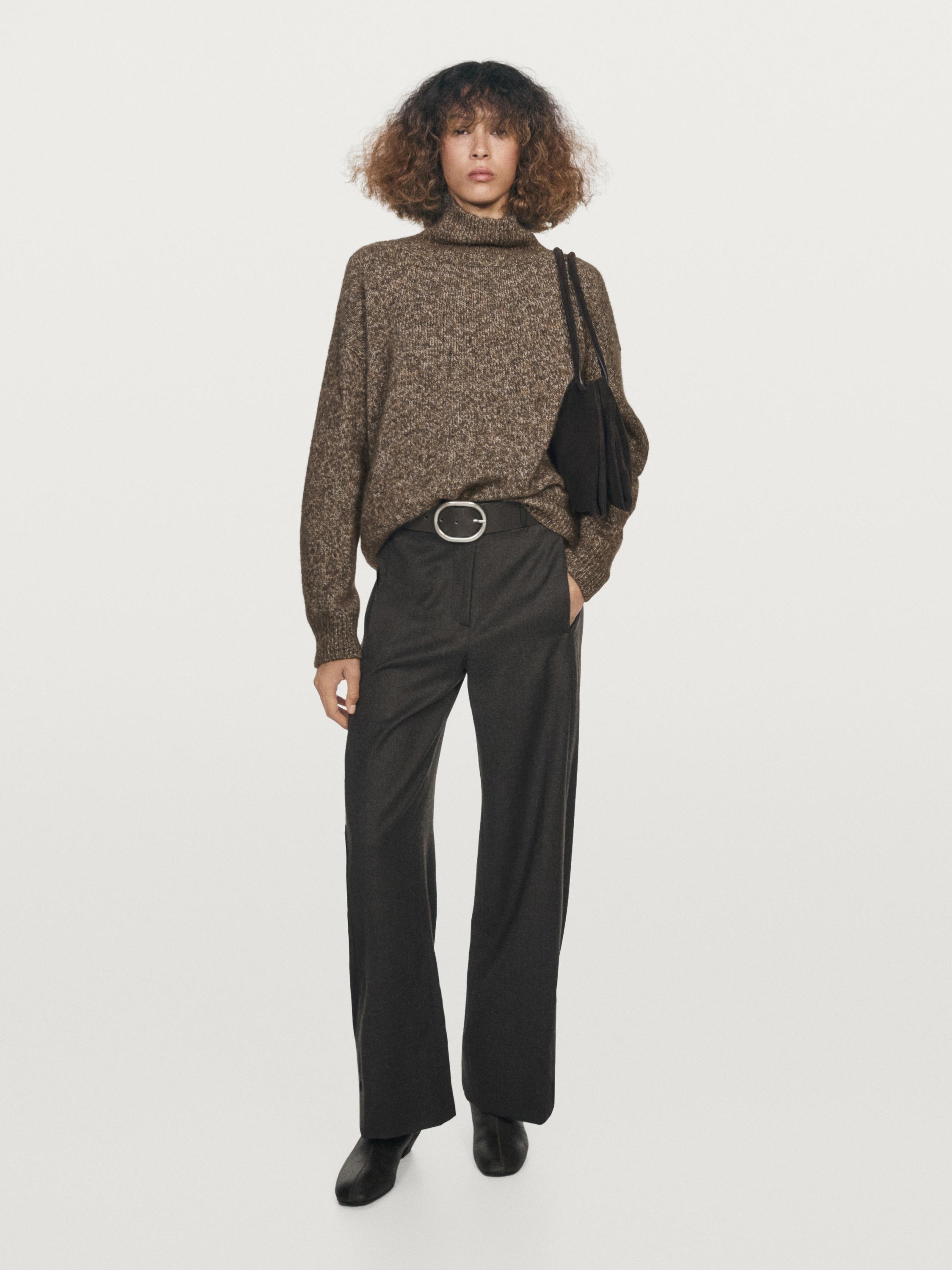 Mouline knit jumper with a turtleneck and alpaca blend