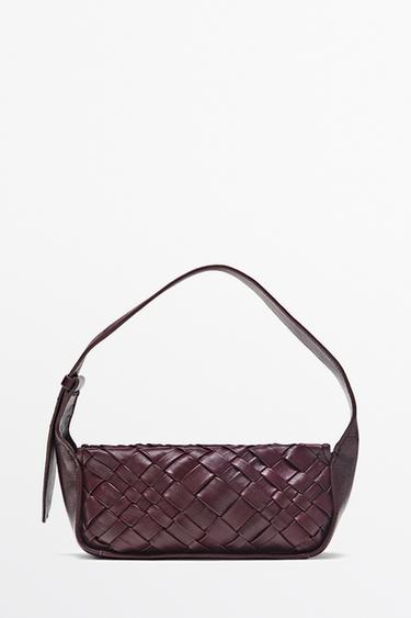 Mini braided sheepskin bag — BURGUNDY 1