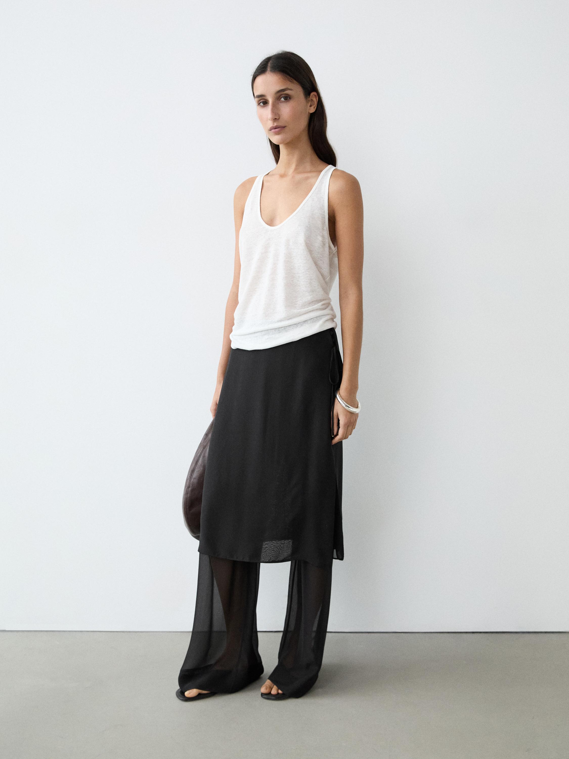 100% silk skirt over trousers