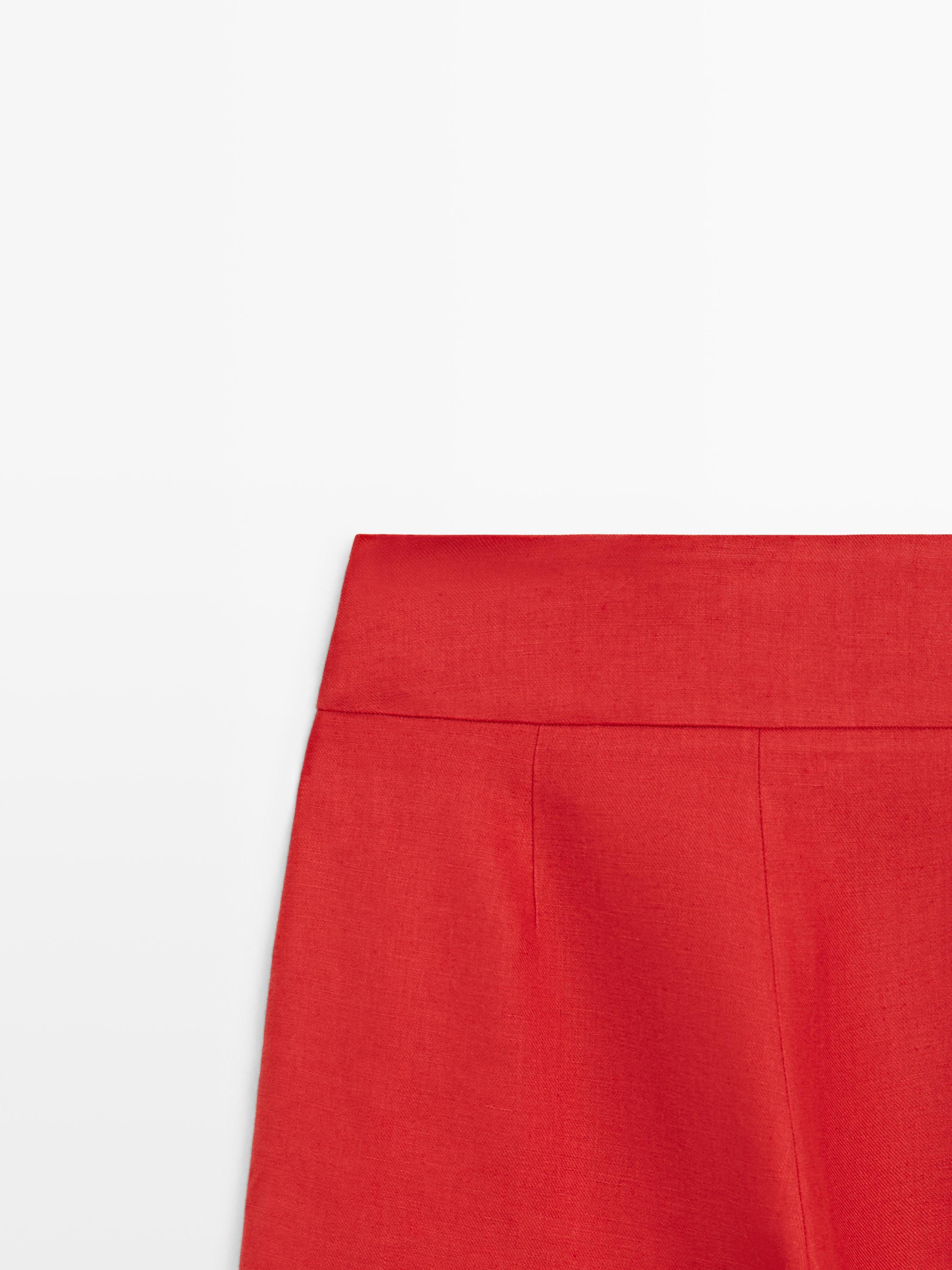 Voluminous linen trousers — RED