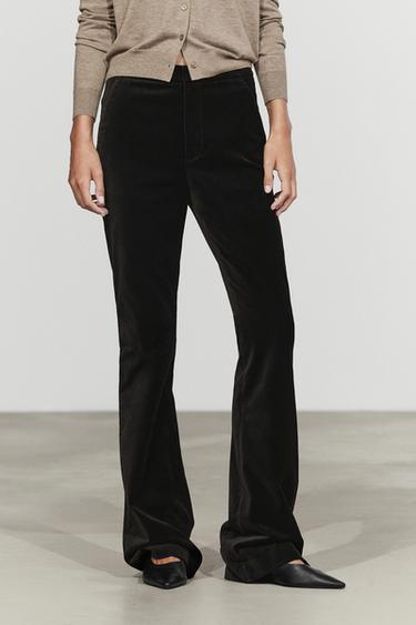 Velvet skinny flare fit pants — BLACK 3
