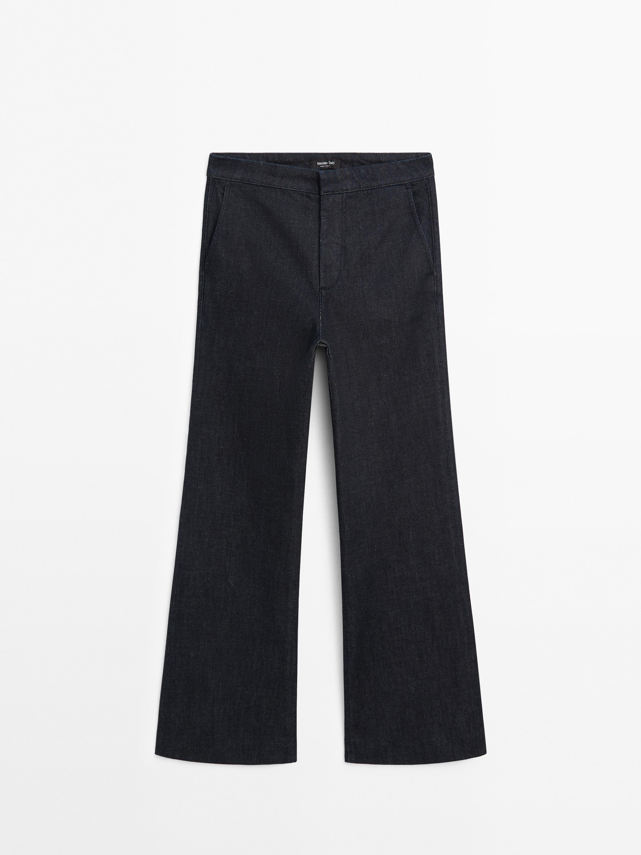 Cotton blend flared jeans