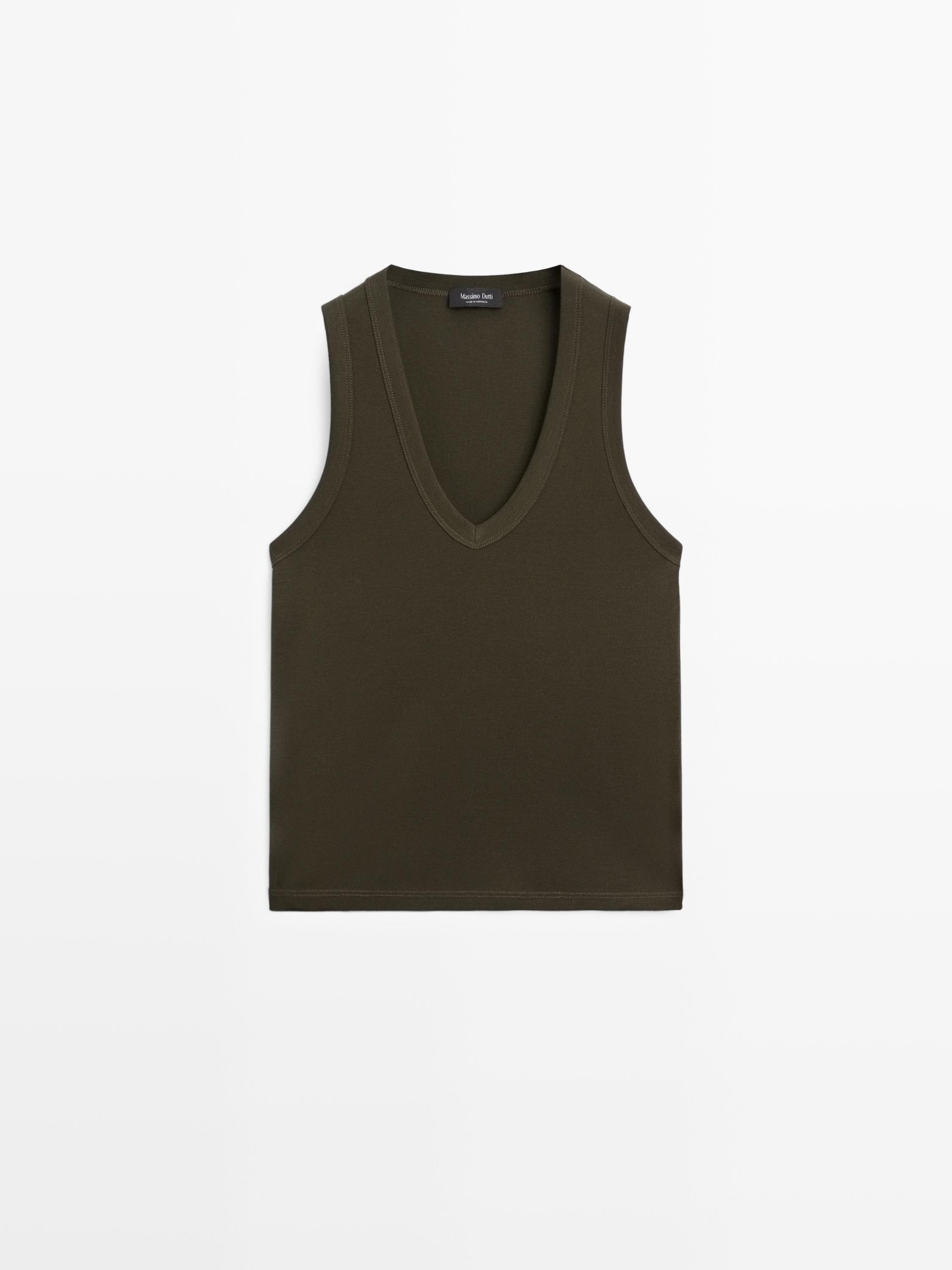 100% cotton strappy V-neck T-shirt