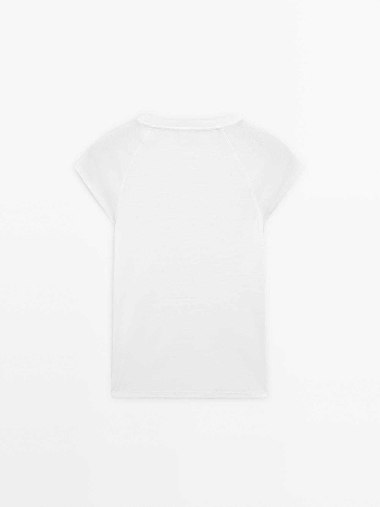 100% Cotton Short Sleeve Raglan T-Shirt — Off white
