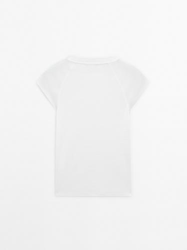 100% Cotton Short Sleeve Raglan T-Shirt — Off white 7