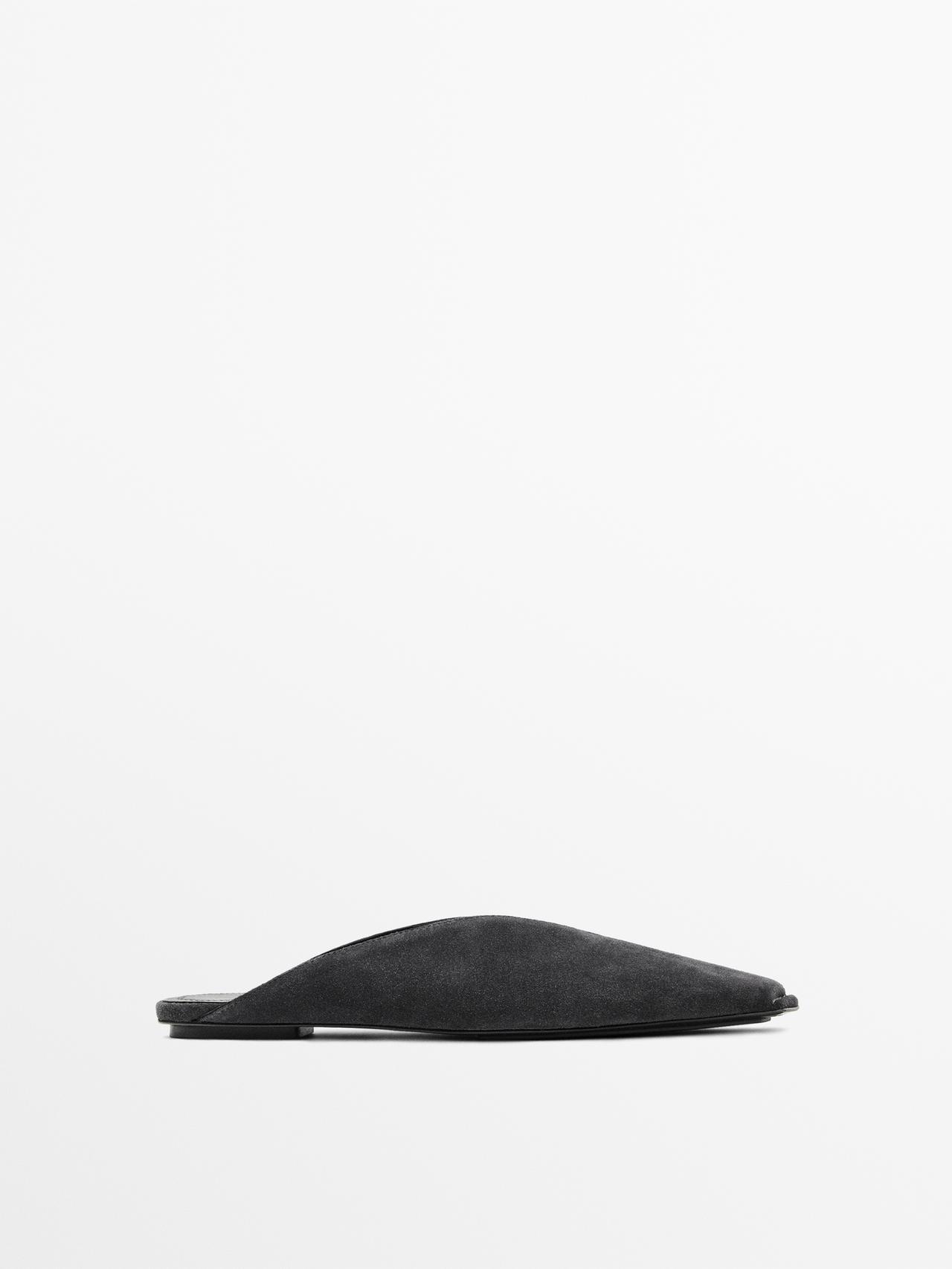 Massimo Dutti - Dame - Slingback-Sko I Skind - Limited - Grå - 41