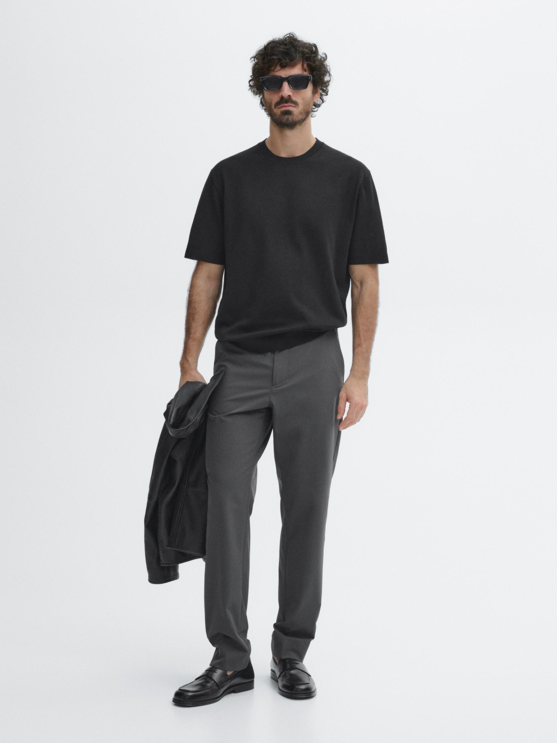 Maglia A Maniche Corte 100% Cotone - Nero - S - Massimo Dutti - Maschile