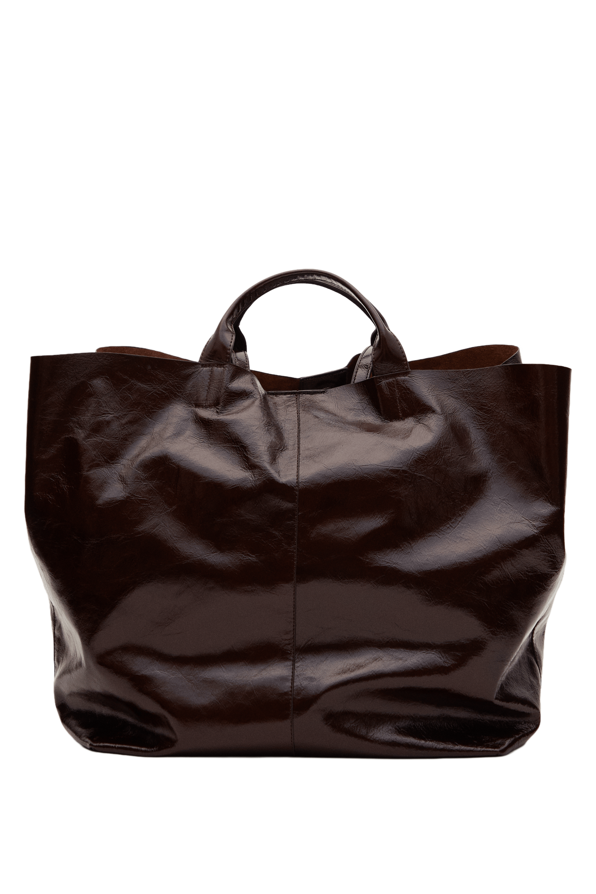 Massimo Dutti Çatlak efektli napa deri maxi tote çanta görsel 2