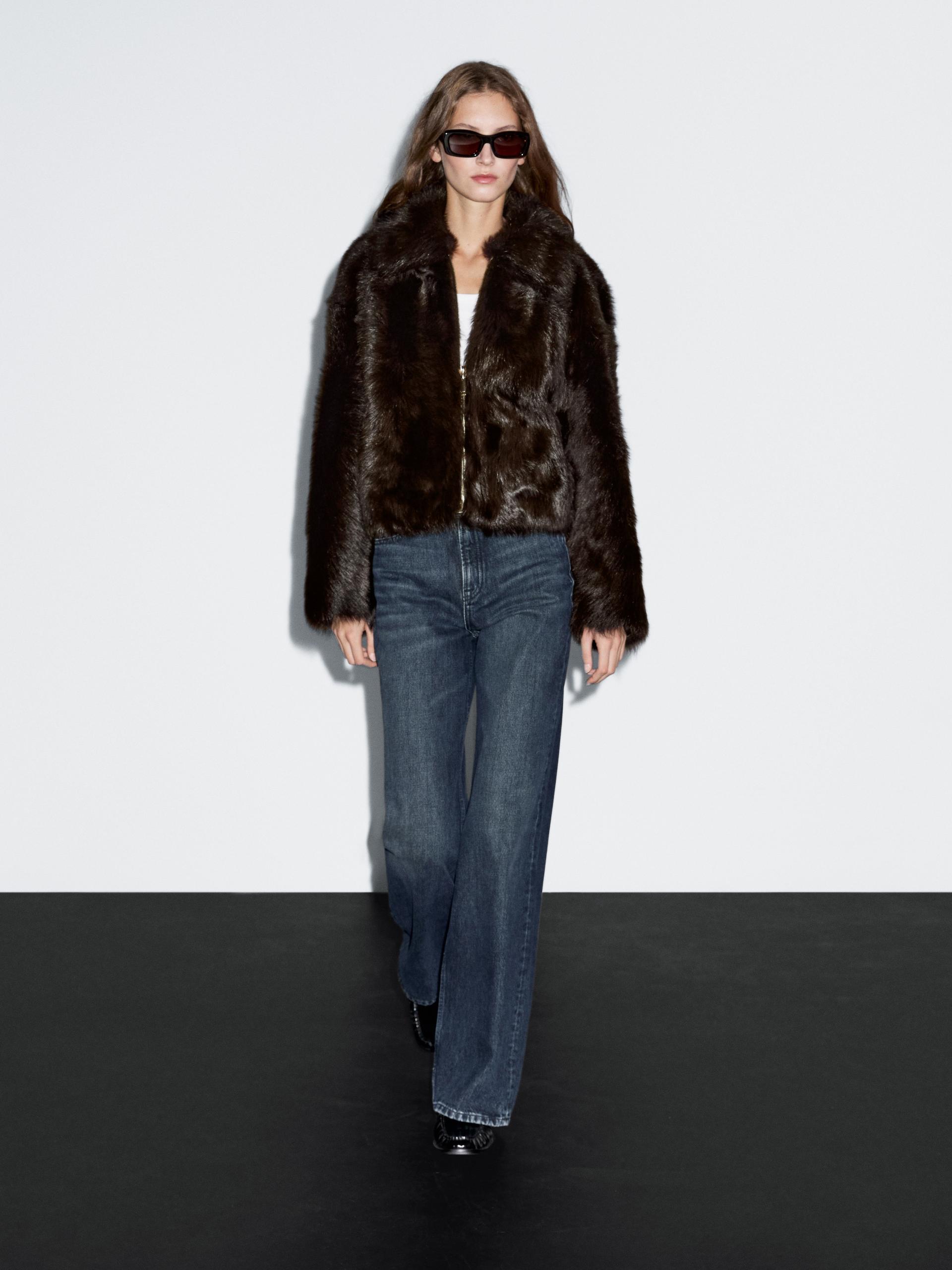 Veste Courte En Cuir De Toscane - Marron - S - Massimo Dutti - Femme