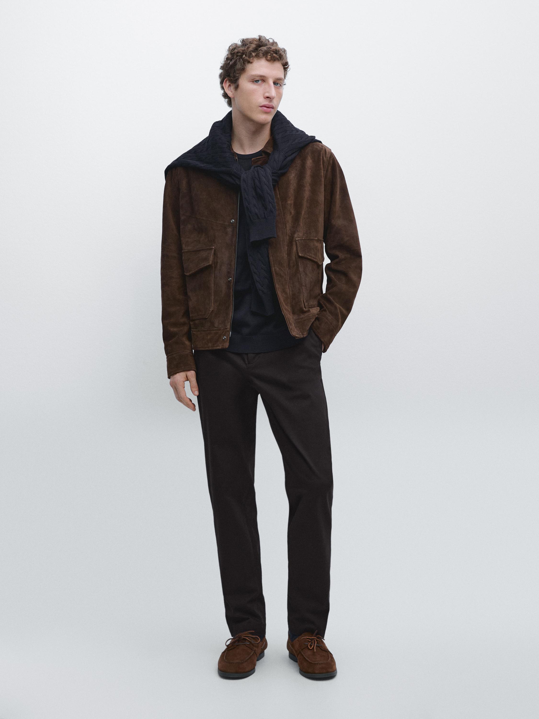Tapered fit micro textured trousers — NAVY BLUE