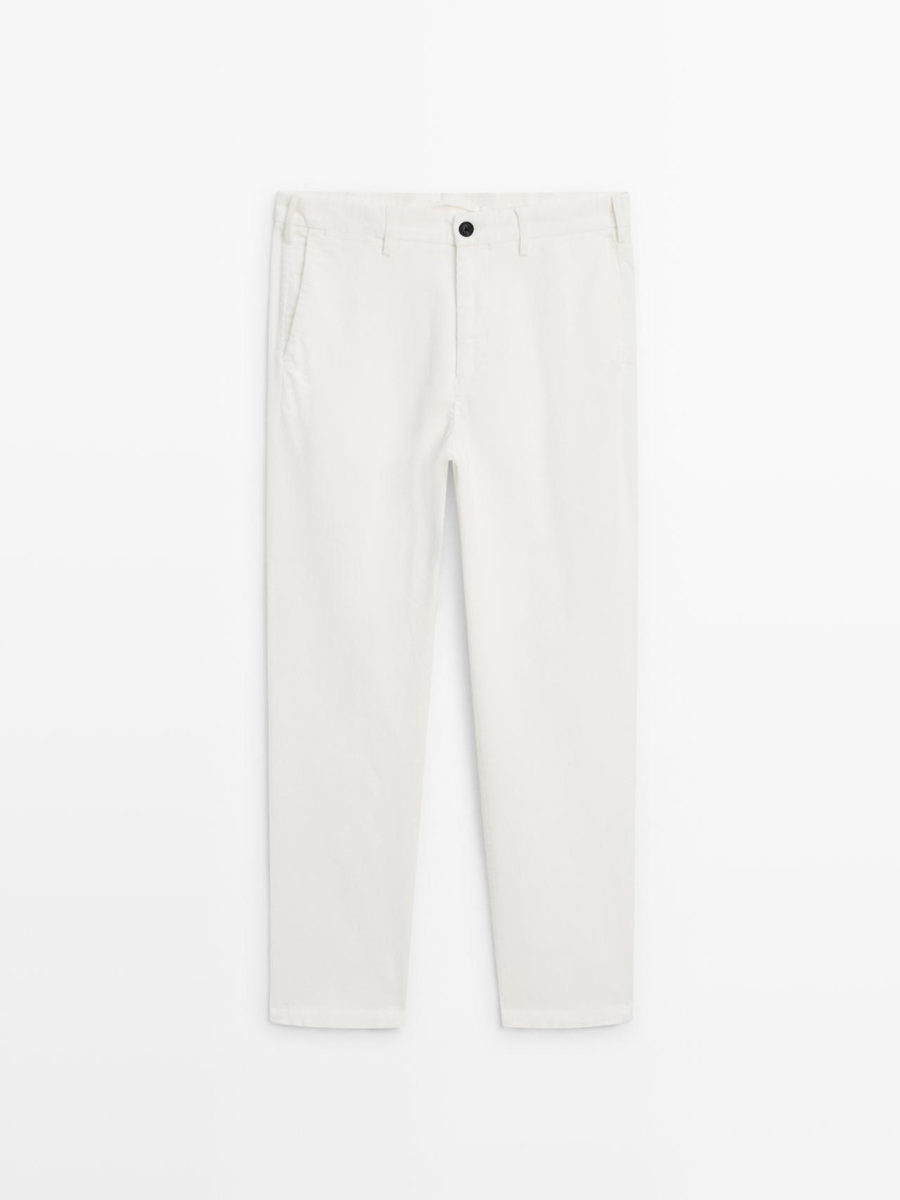 Massimo Dutti - Herre - Slim Fit Bukser I Jernbanefløjl - Råhvid - 40